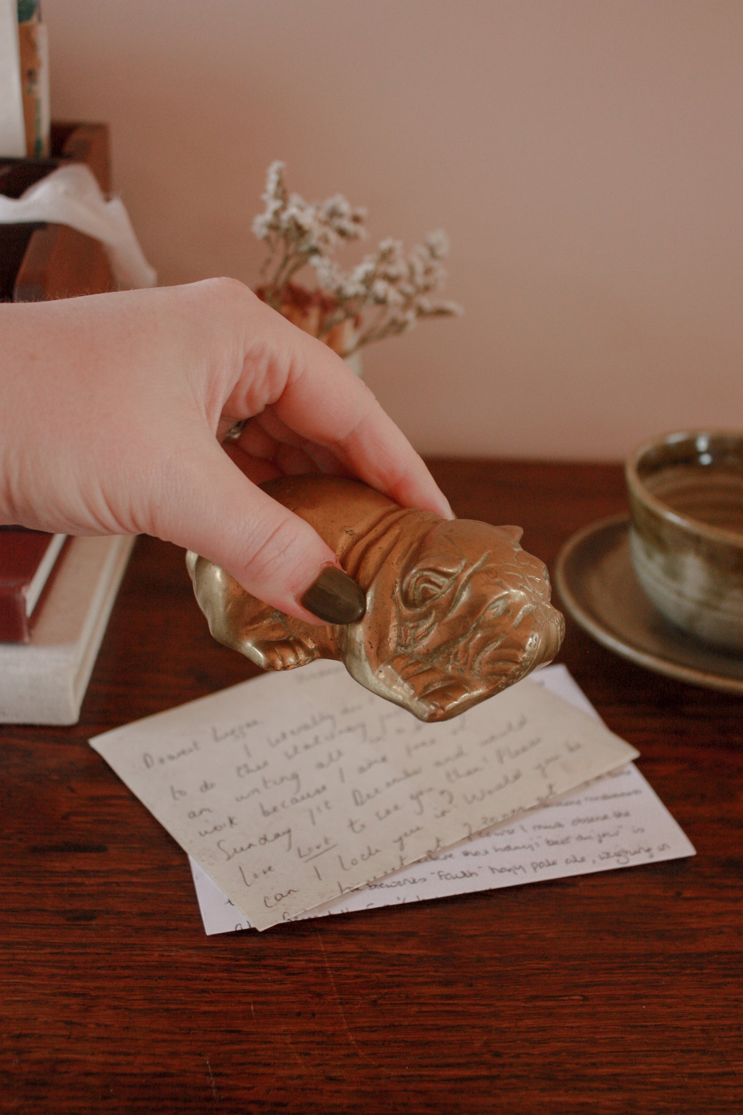 Vintage brass bulldog paperweight