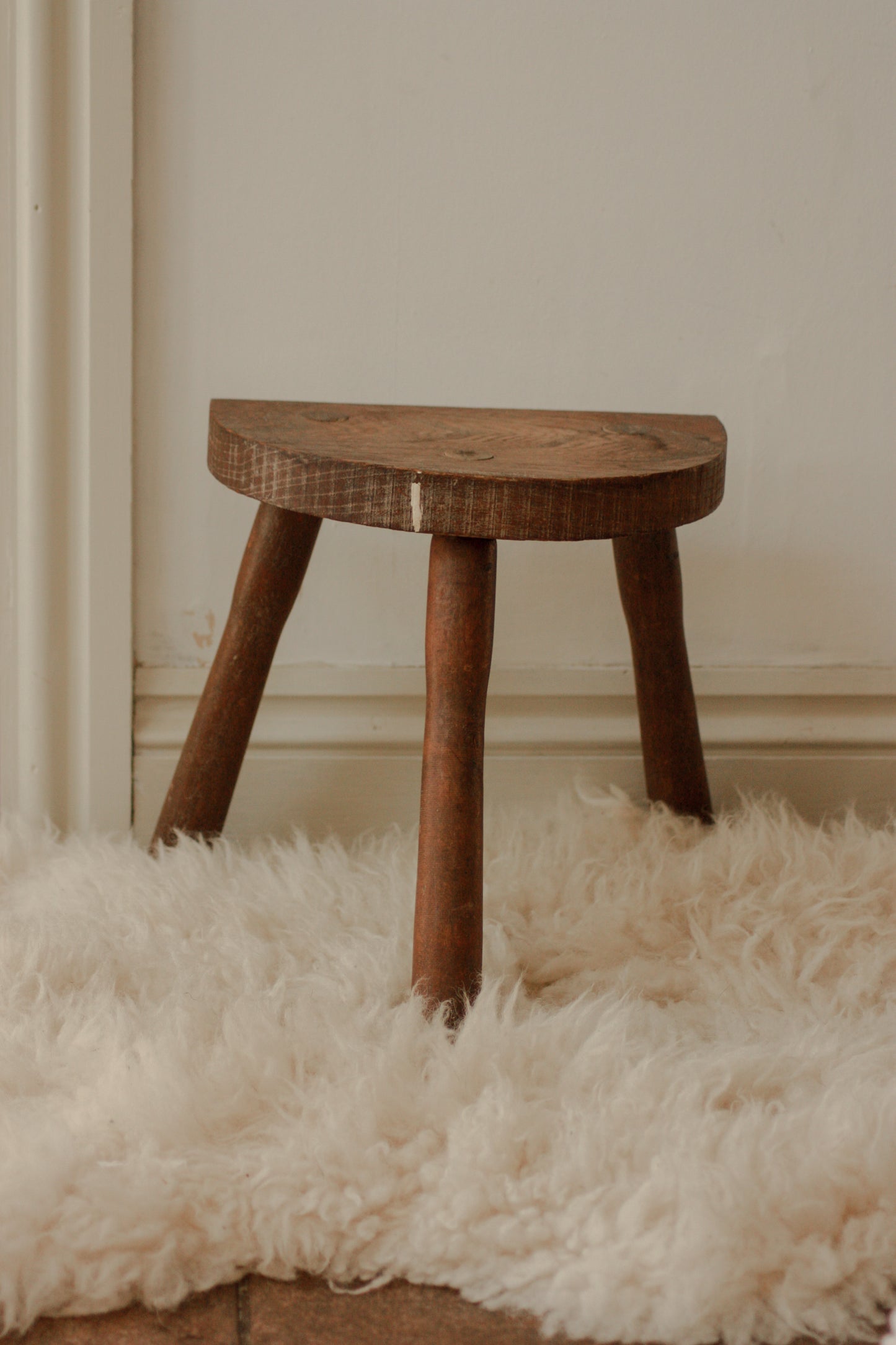 Vintage French half moon stool