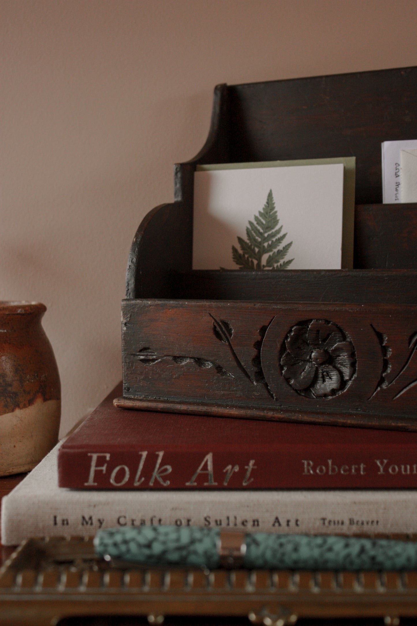 Vintage wooden desk organiser | letter rack