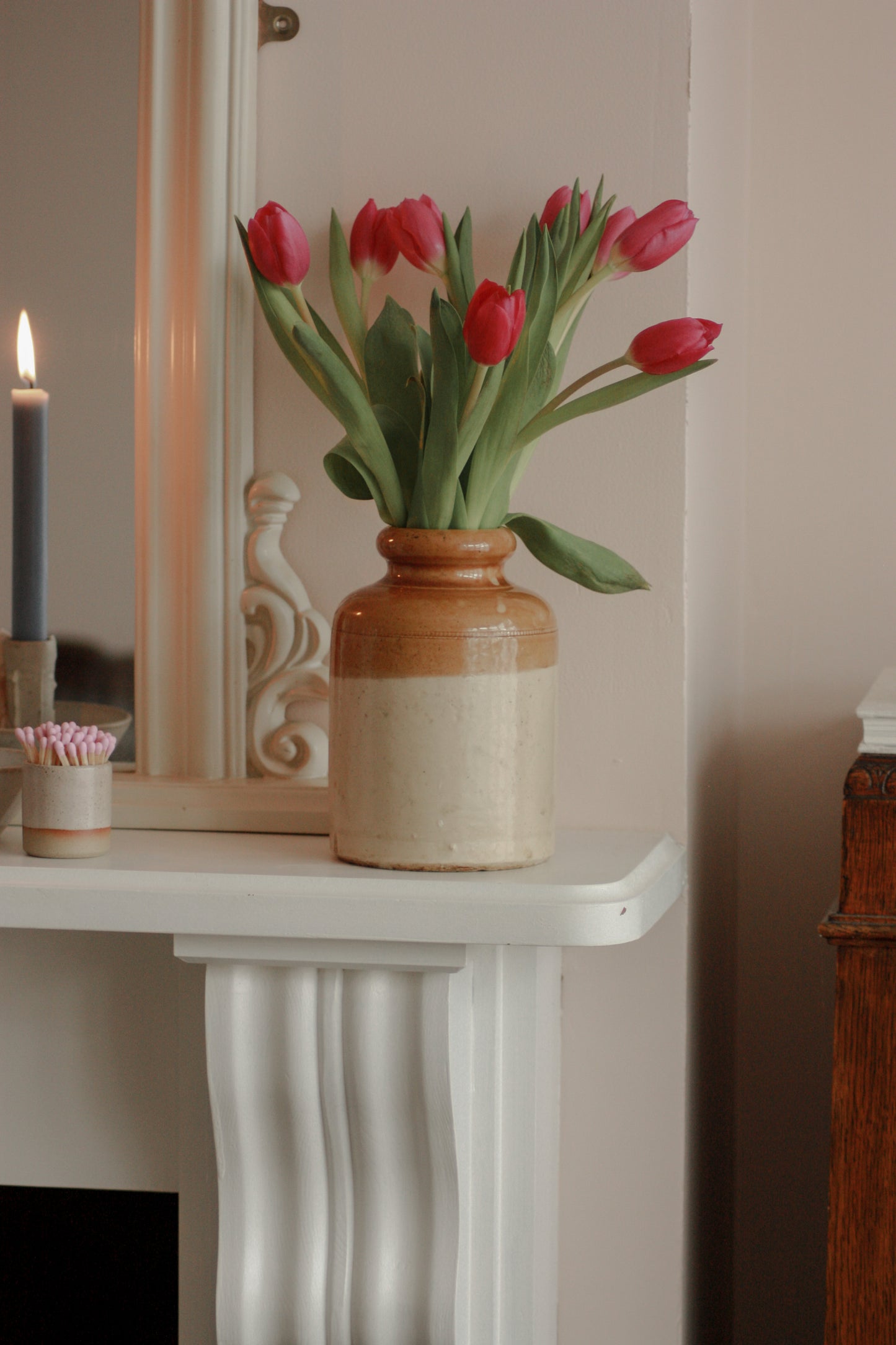 Vintage two-tone stoneware jar