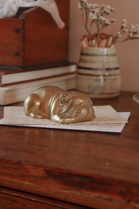 Vintage brass bulldog paperweight