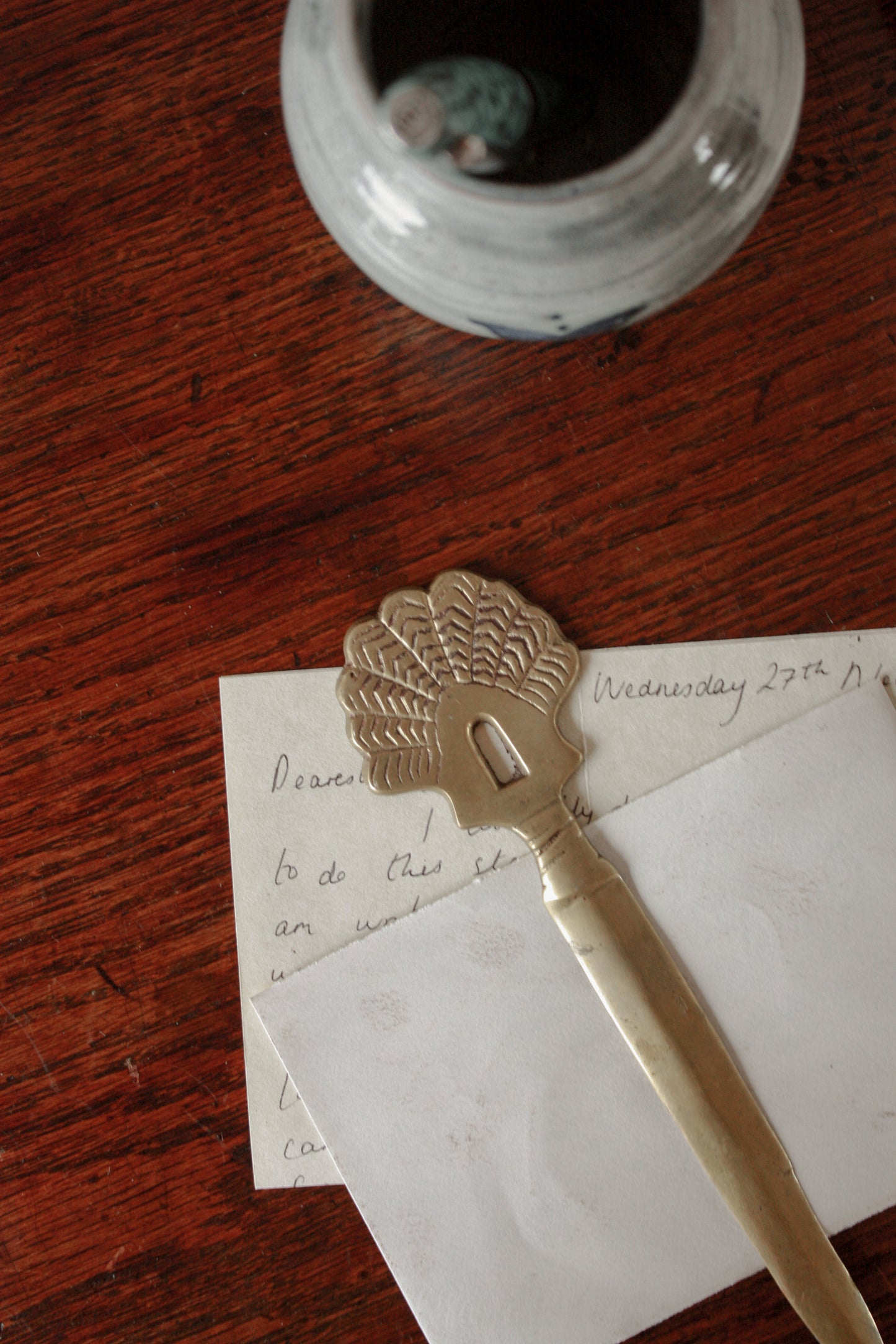 Vintage brass shell letter opener