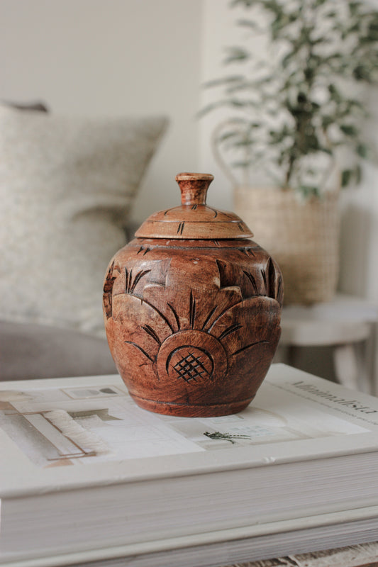 Vintage intricately carved pot