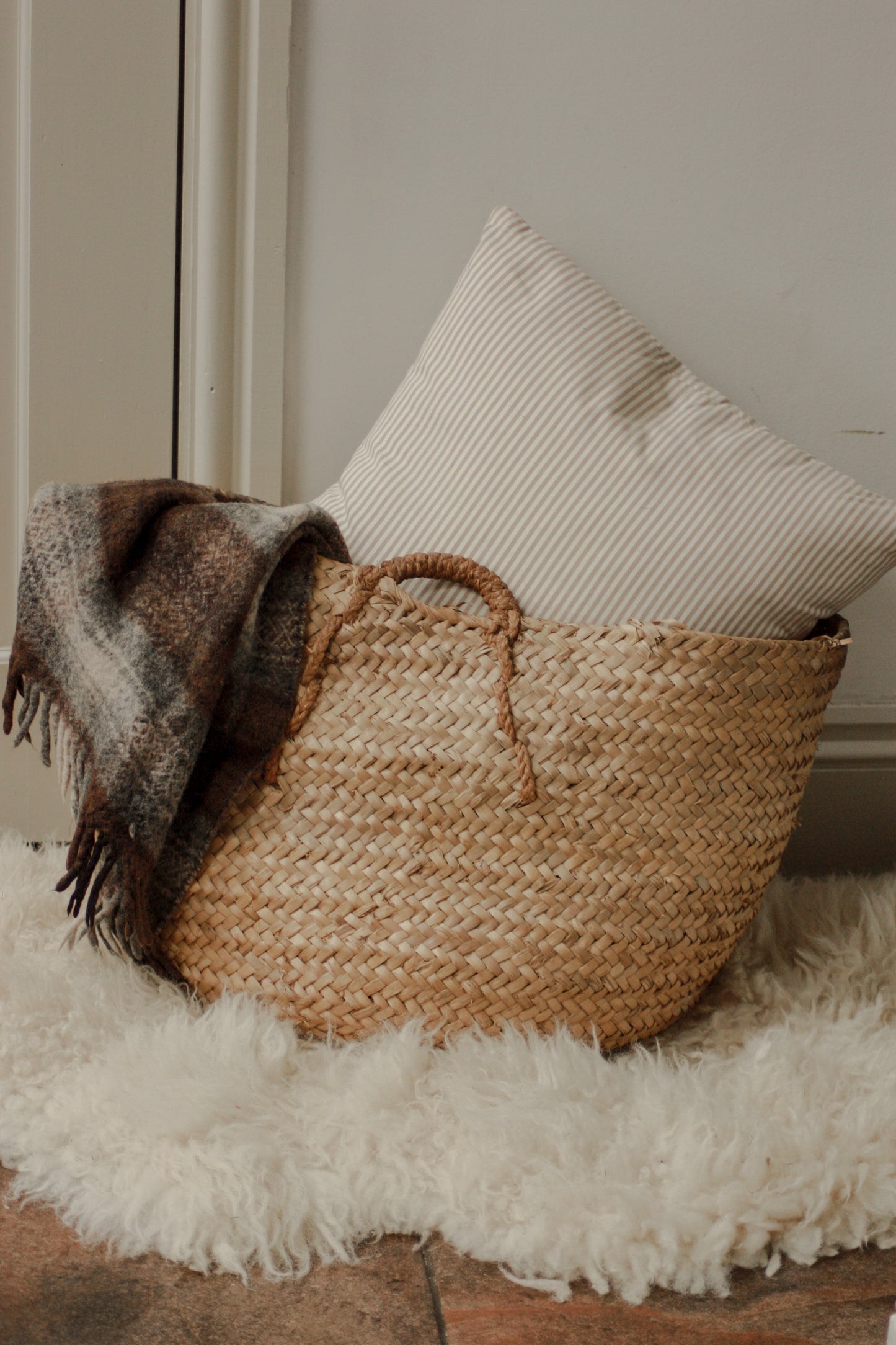 Vintage Spanish woven basket