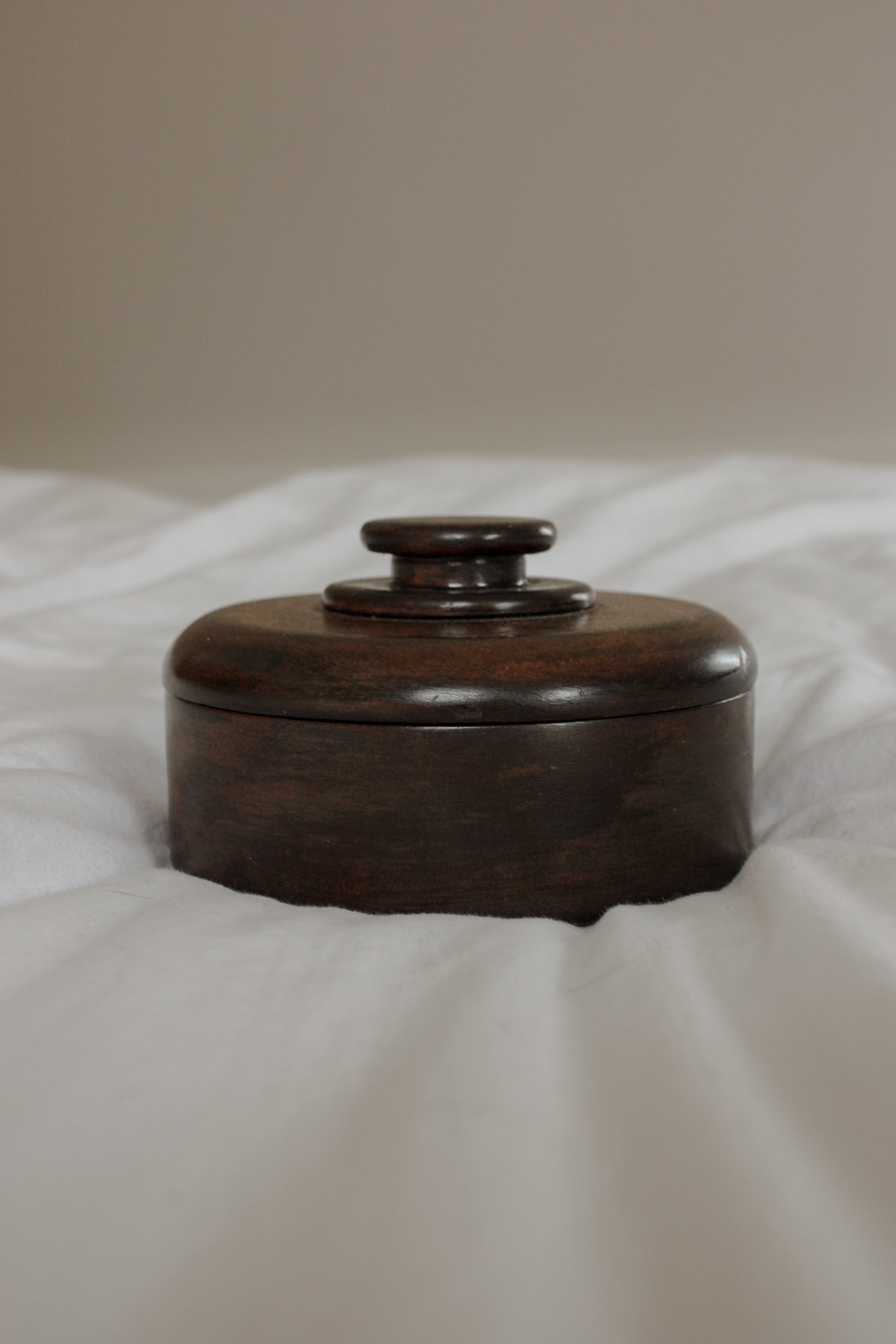 Vintage turned wooden trinket pot