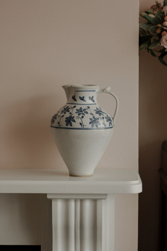 Vintage studio pottery hand painted pitcher