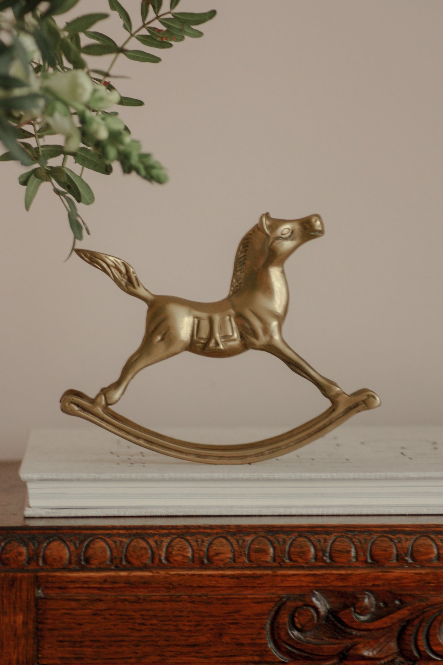 Vintage brass rocking horse ornament