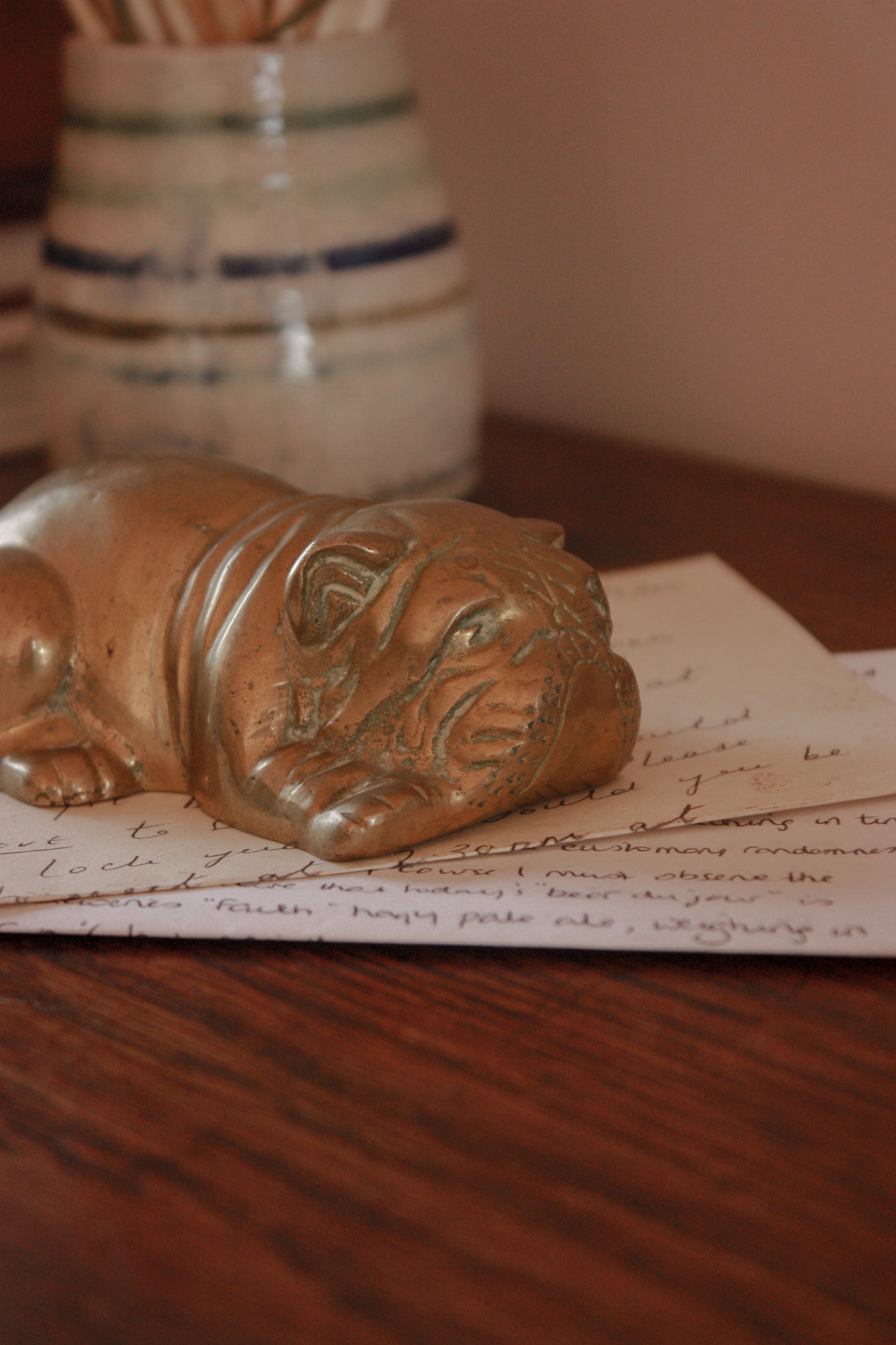 Vintage brass bulldog paperweight