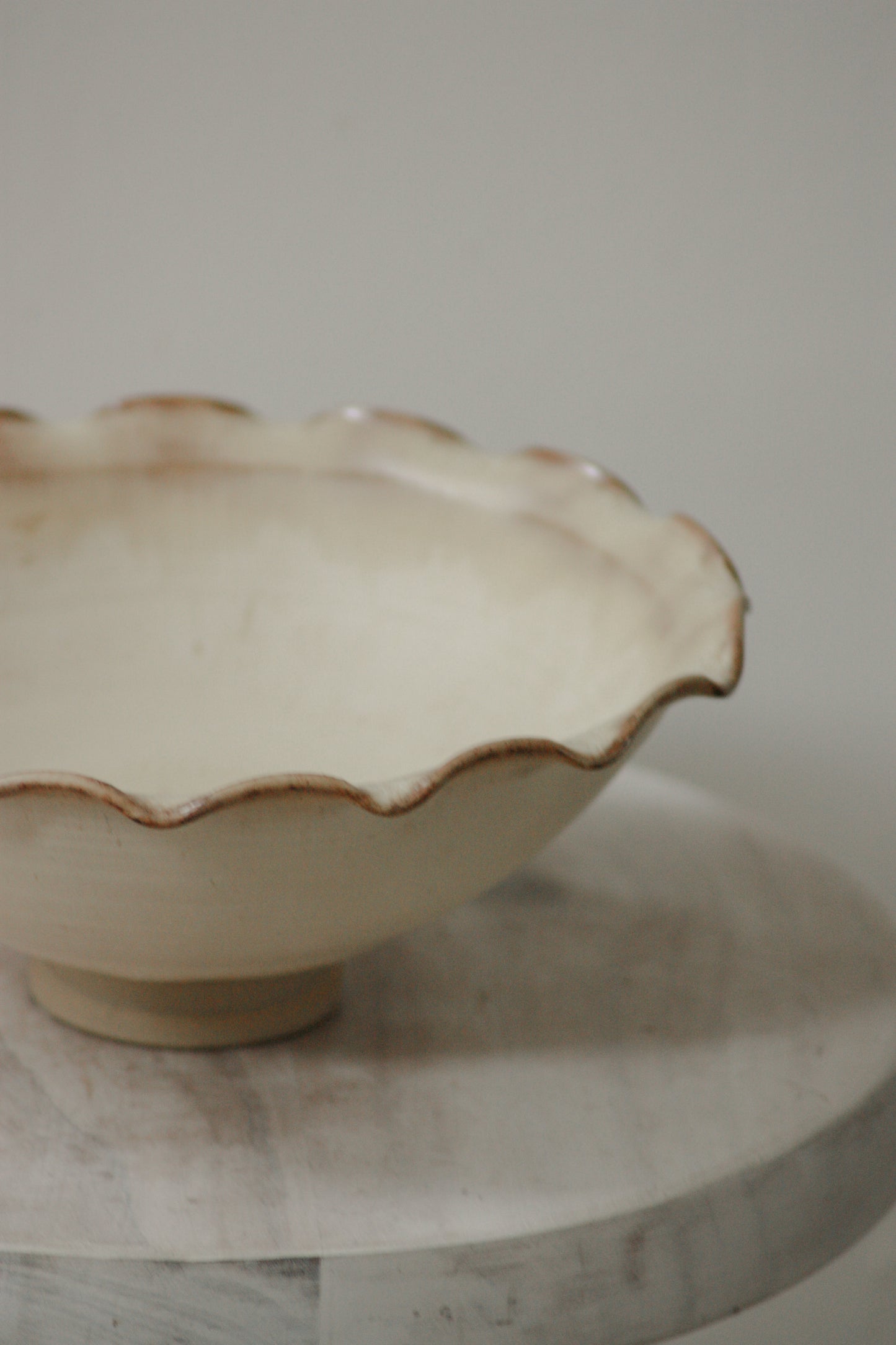 Studio pottery ruffle rim bowl