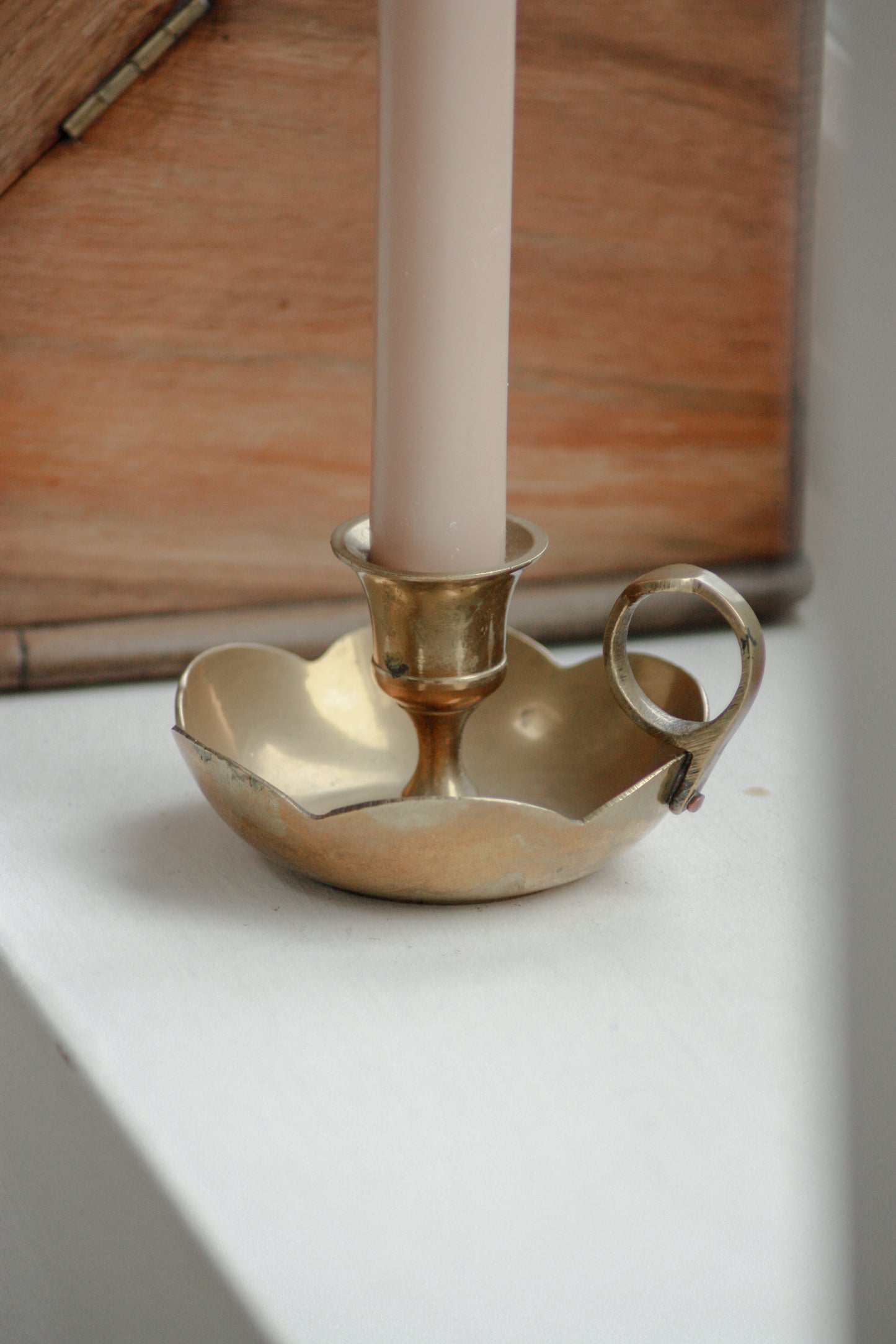 Vintage brass scalloped chamberstick