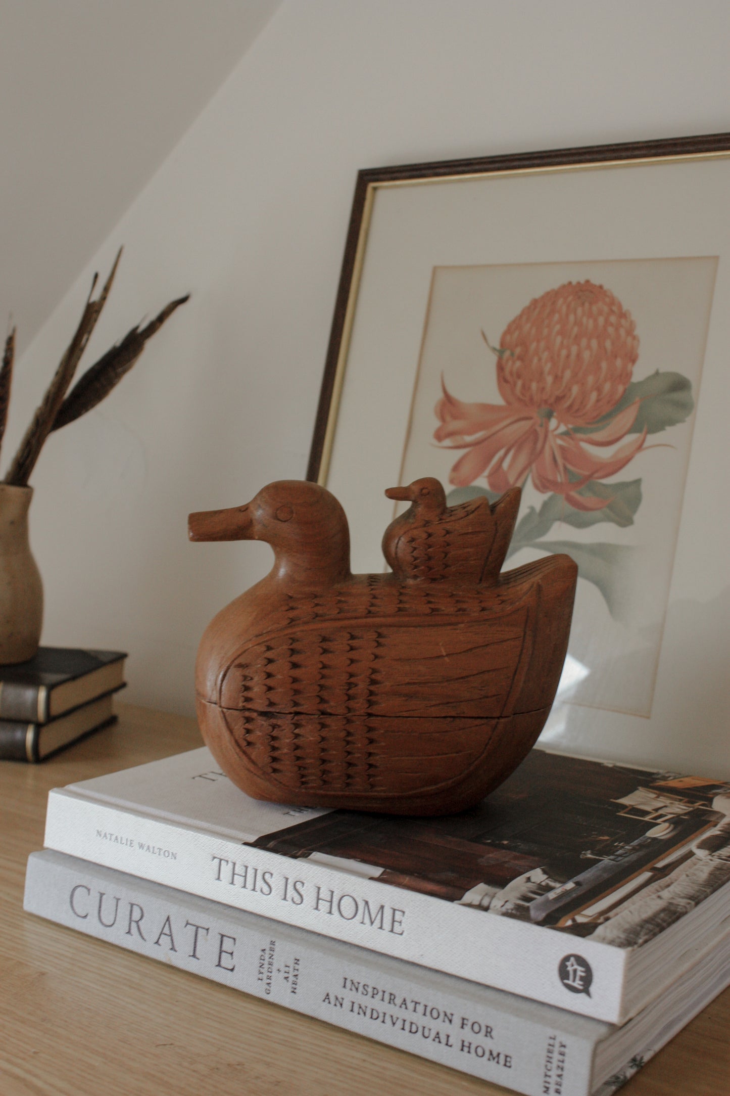 Vintage wooden duck trinket box