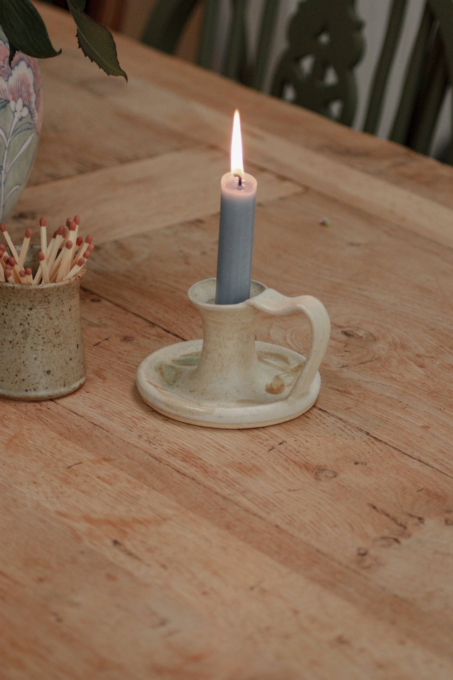 Rustic studio pottery candleholder