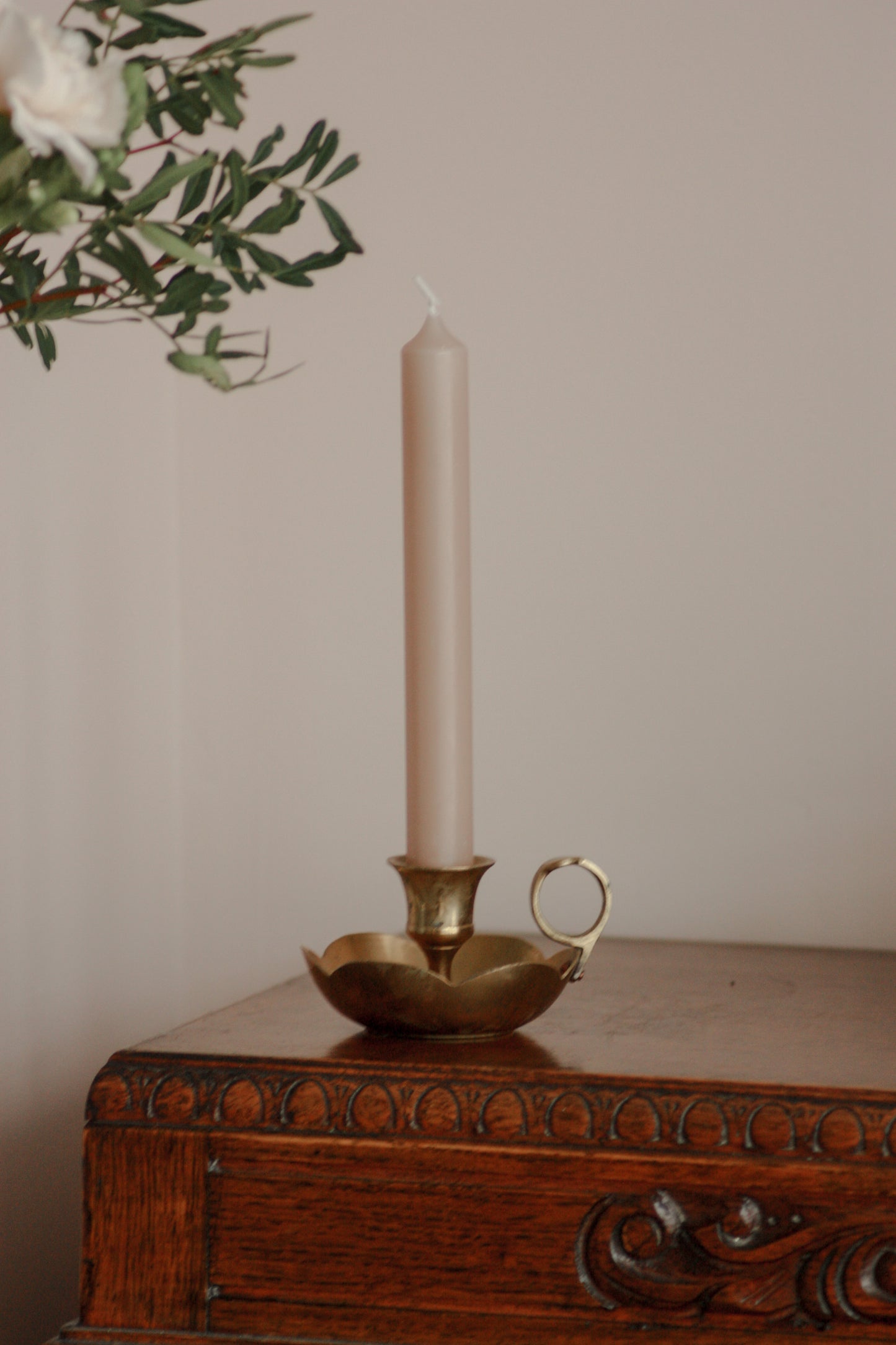 Vintage brass scalloped chamberstick