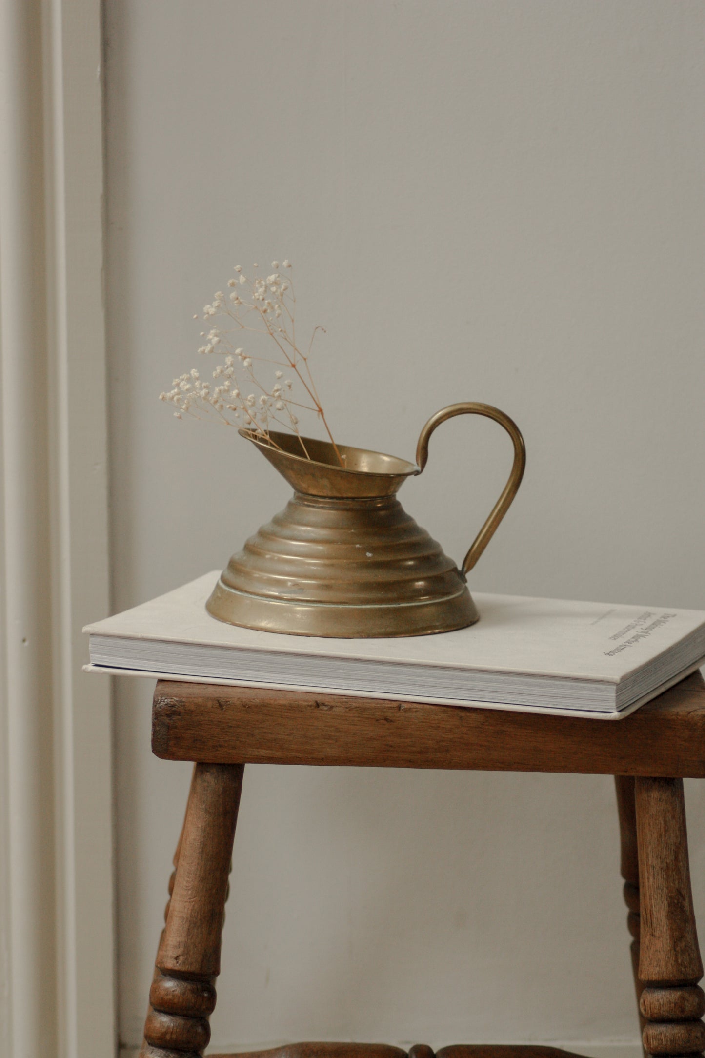 Vintage ribbed brass jug