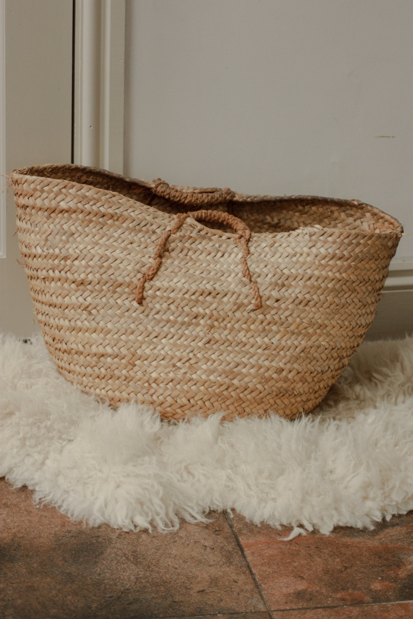 Vintage Spanish woven basket