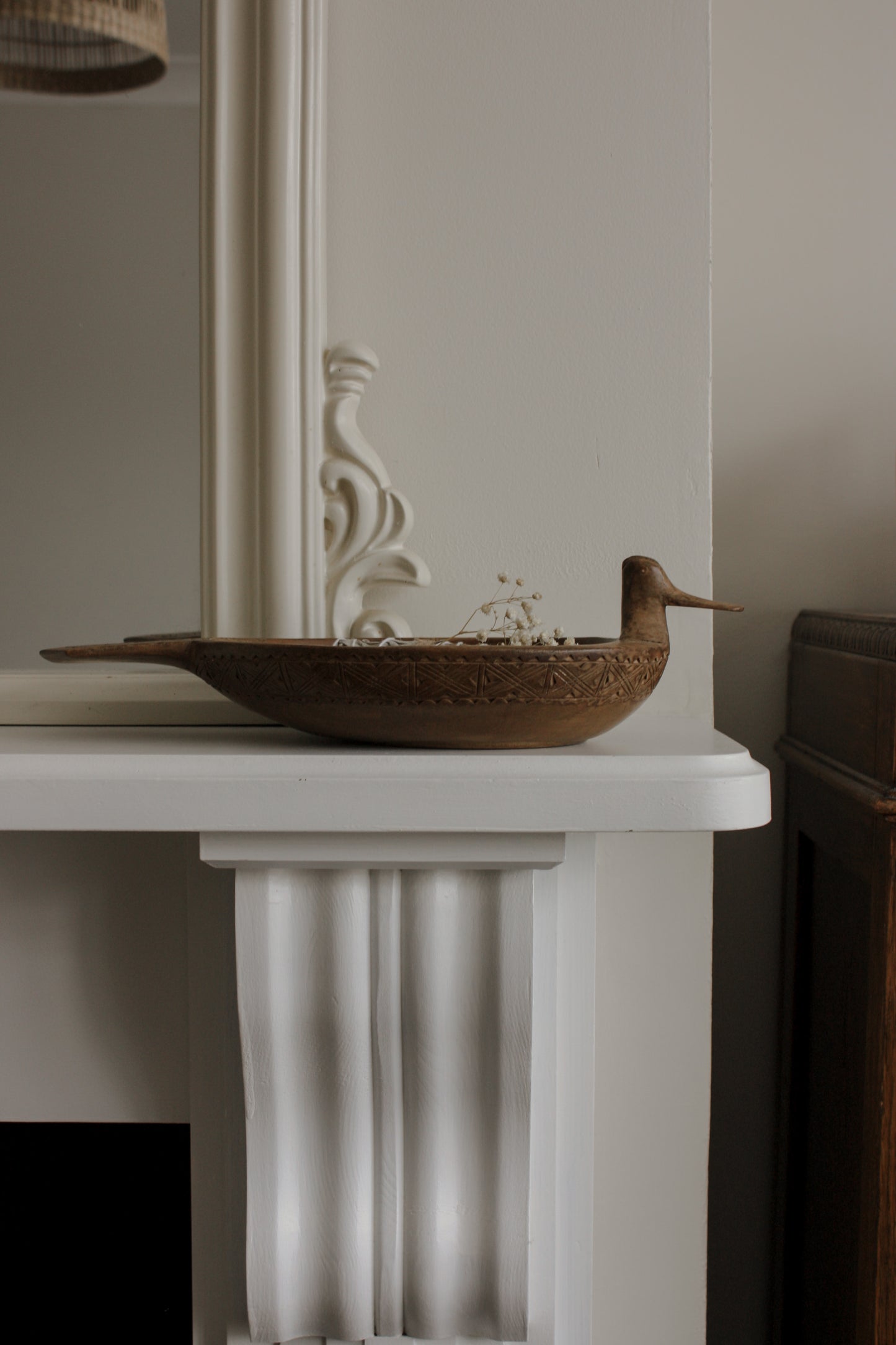 Vintage carved wooden duck bowl