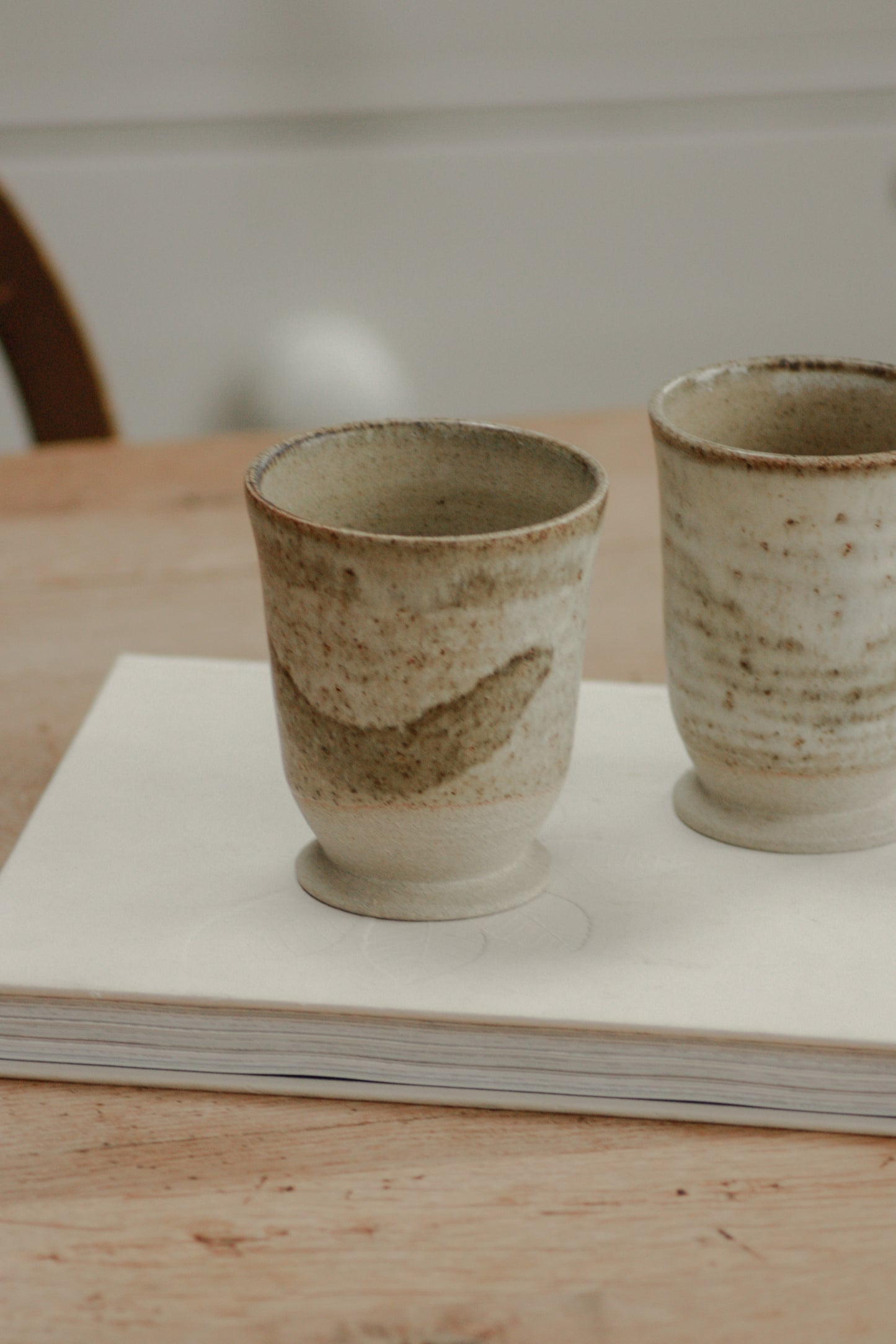 Pair studio pottery beakers