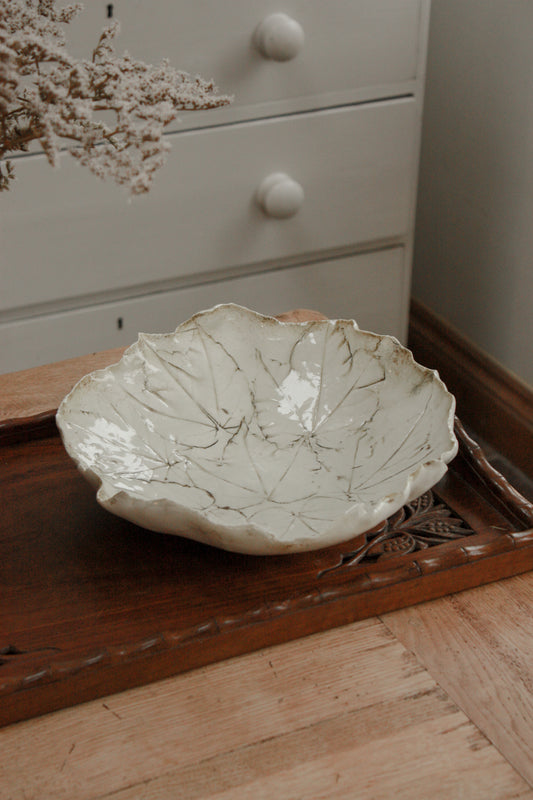 Art pottery sycamore leaf bowl