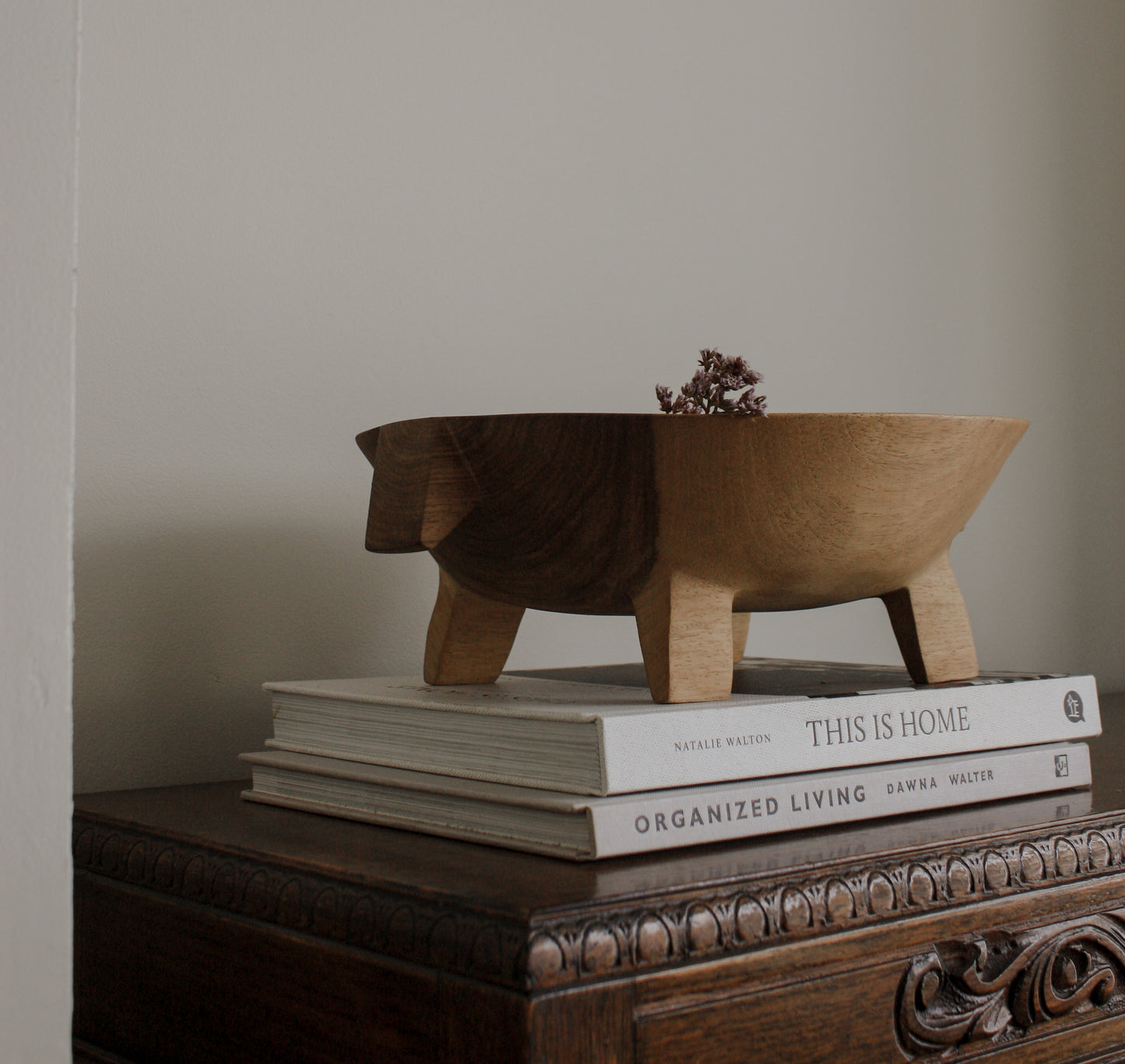 Vintage Swaziland wooden footed bowl