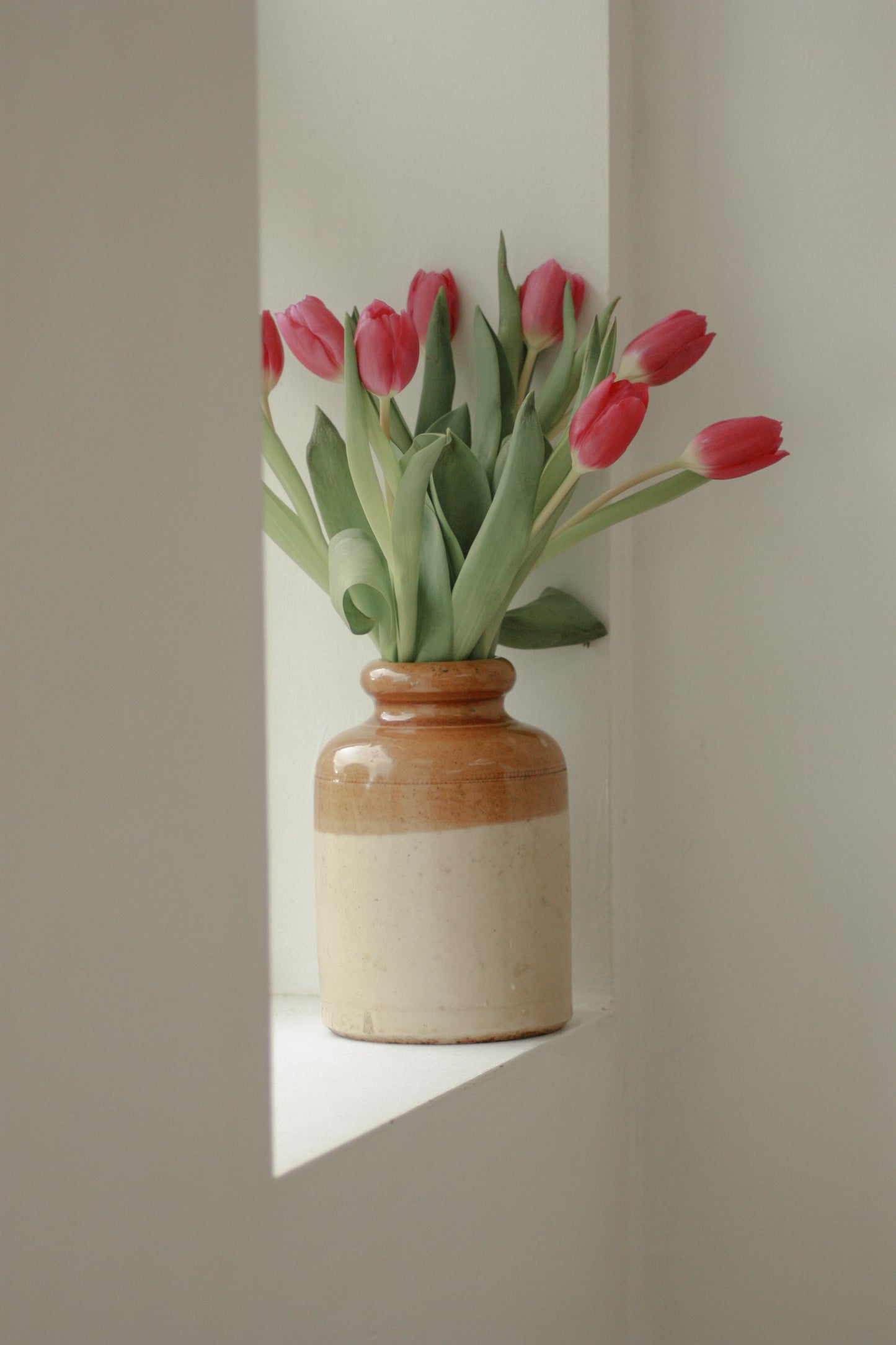 Vintage two-tone stoneware jar