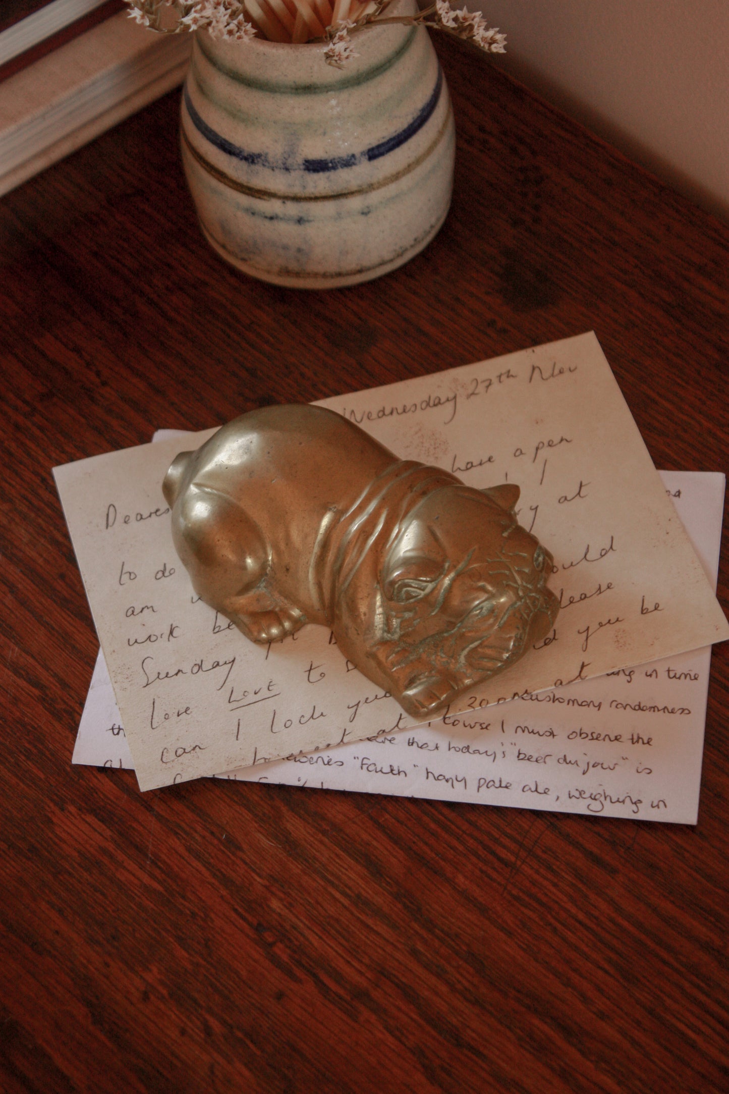 Vintage brass bulldog paperweight