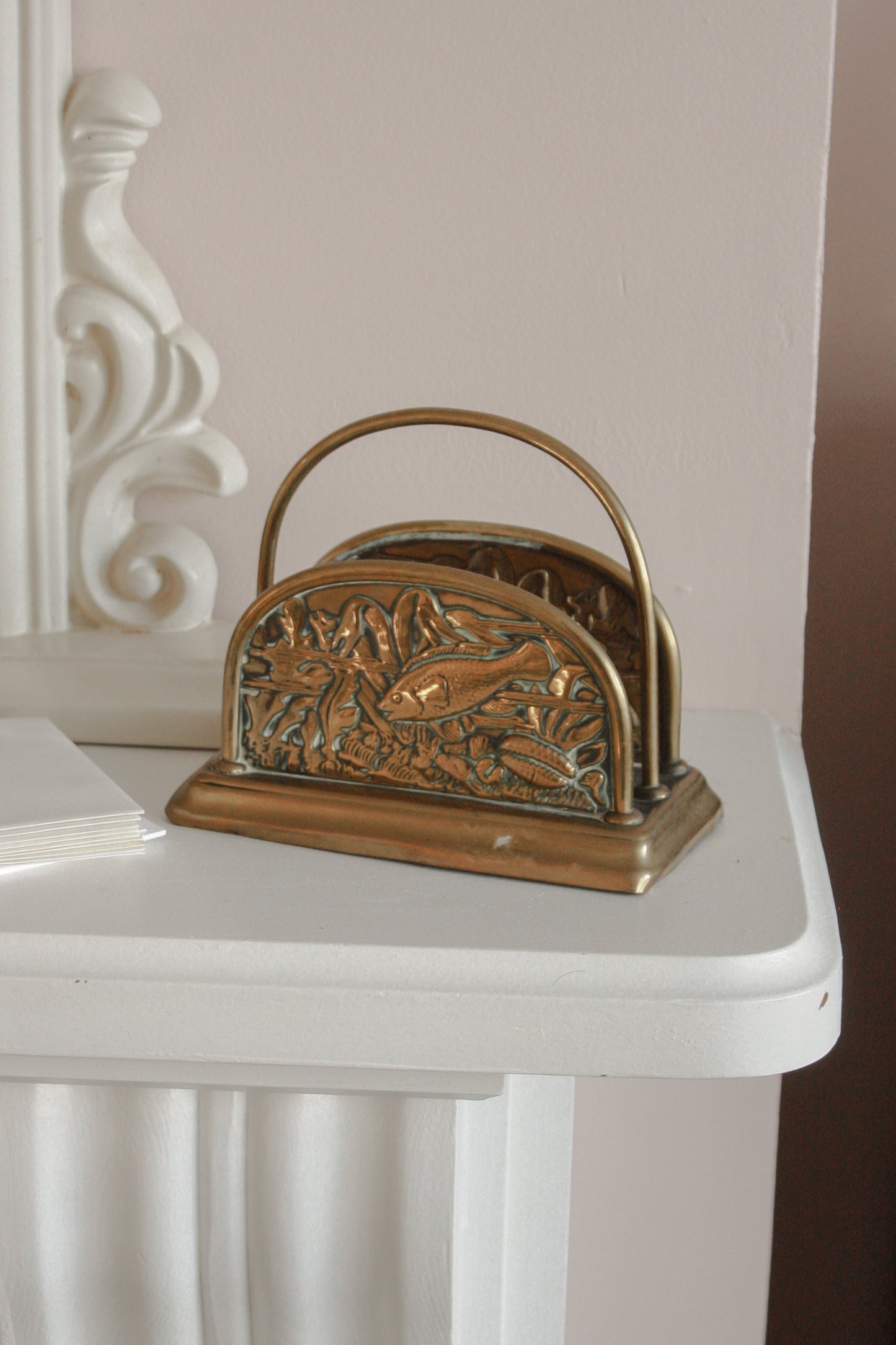 Vintage brass letter rack (fish design)