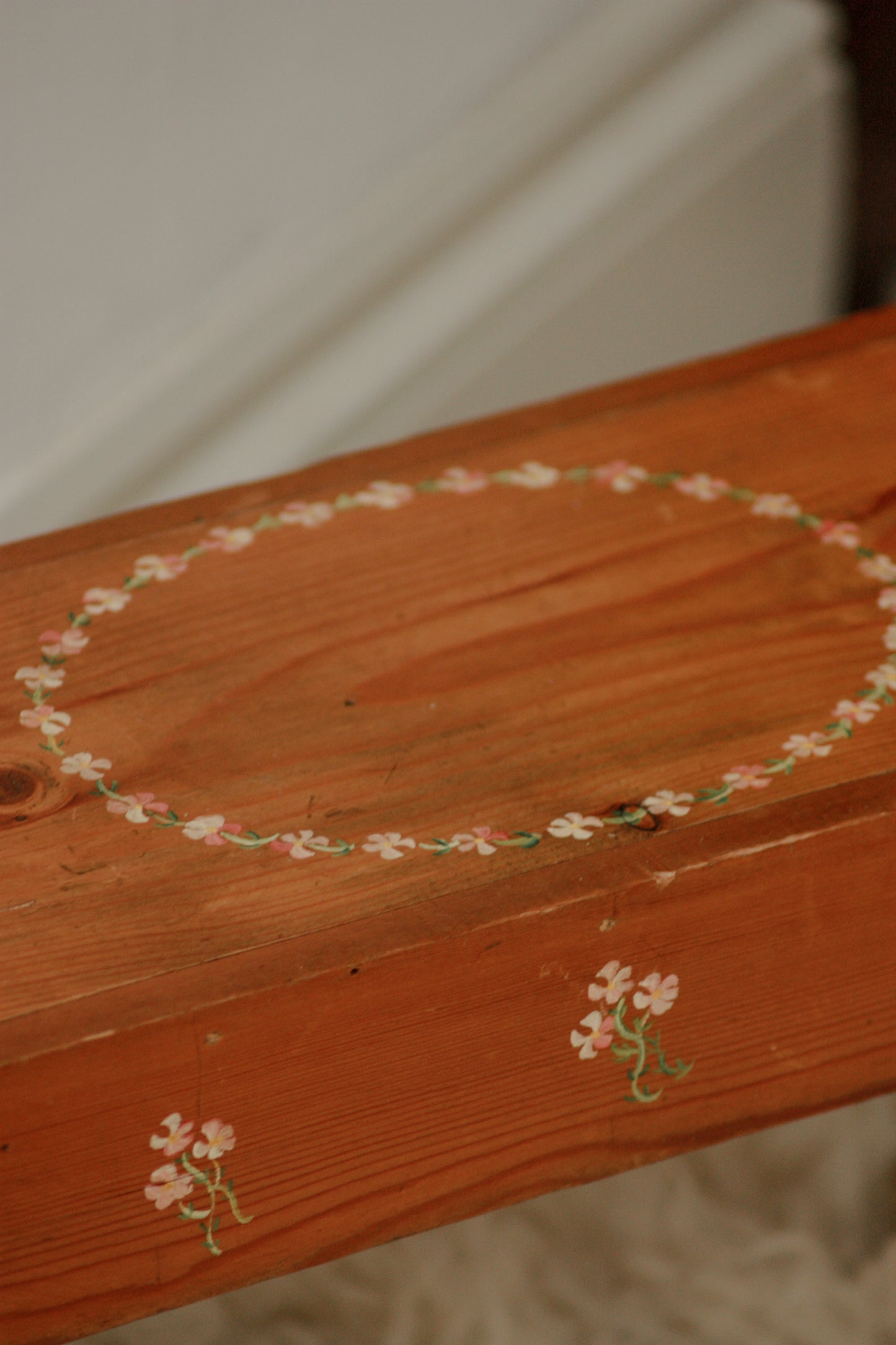 Vintage hand painted stool with clothes peg legs