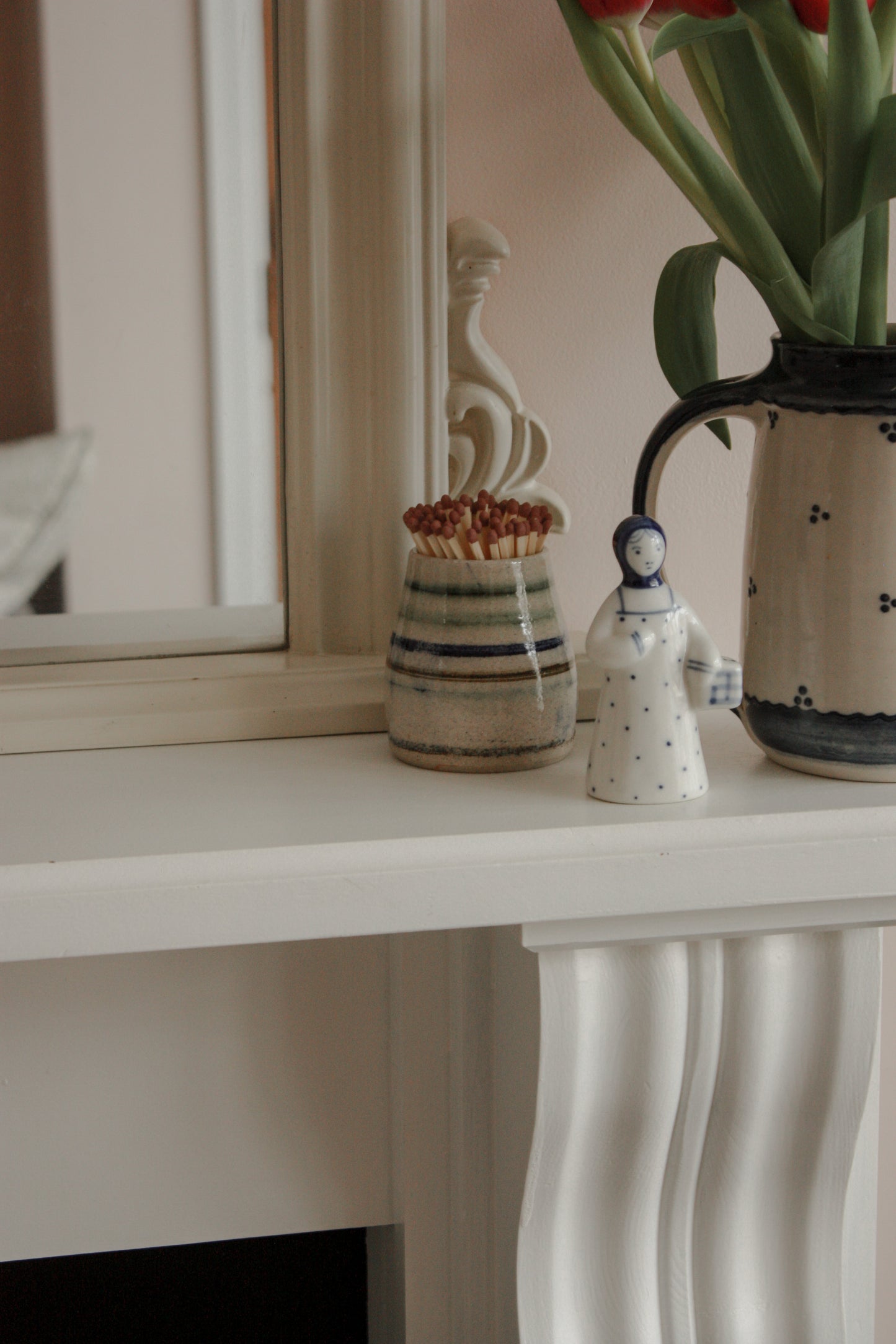 Vintage handpainted blue and white girl figurine