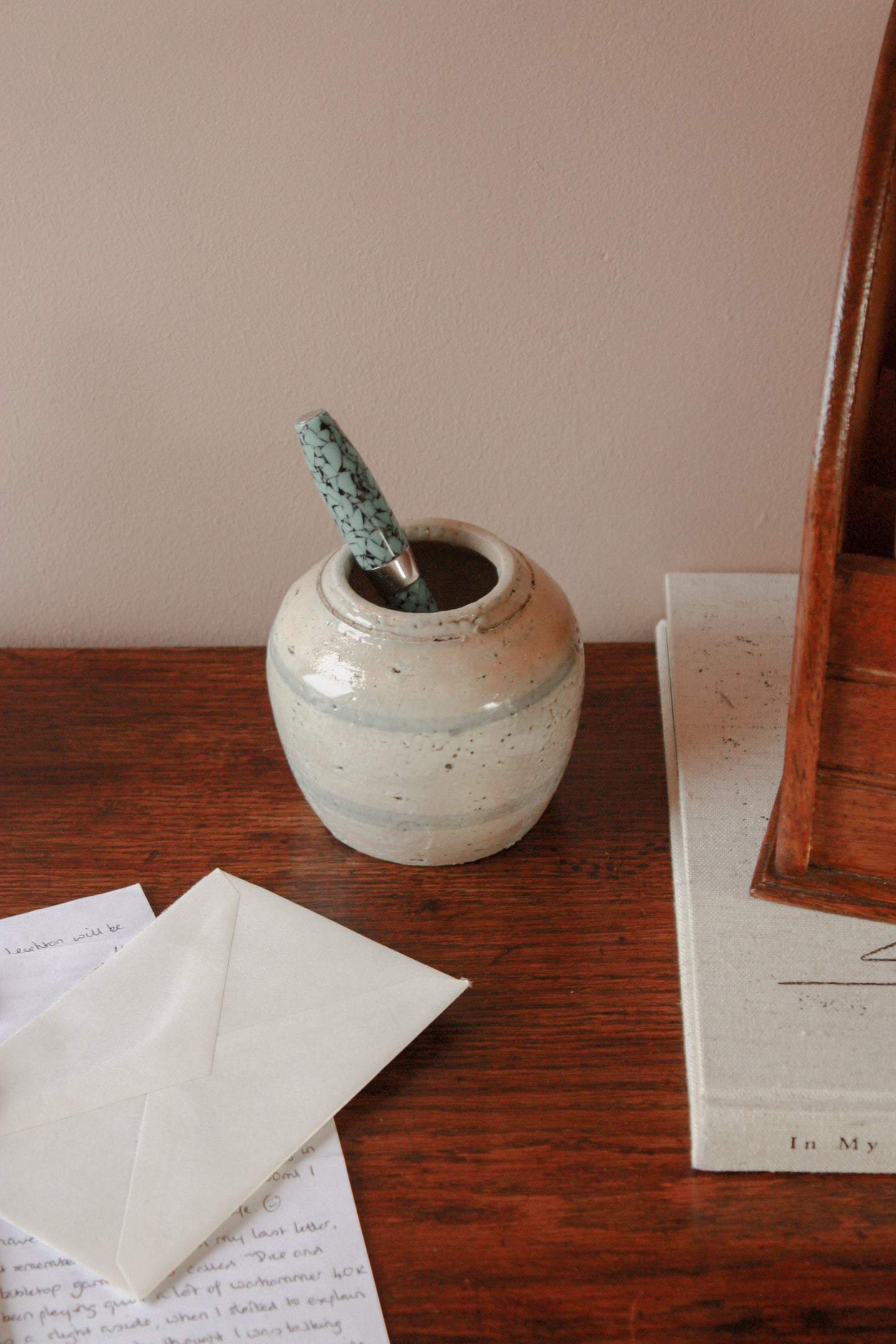 Vintage stoneware ginger jar pen pot