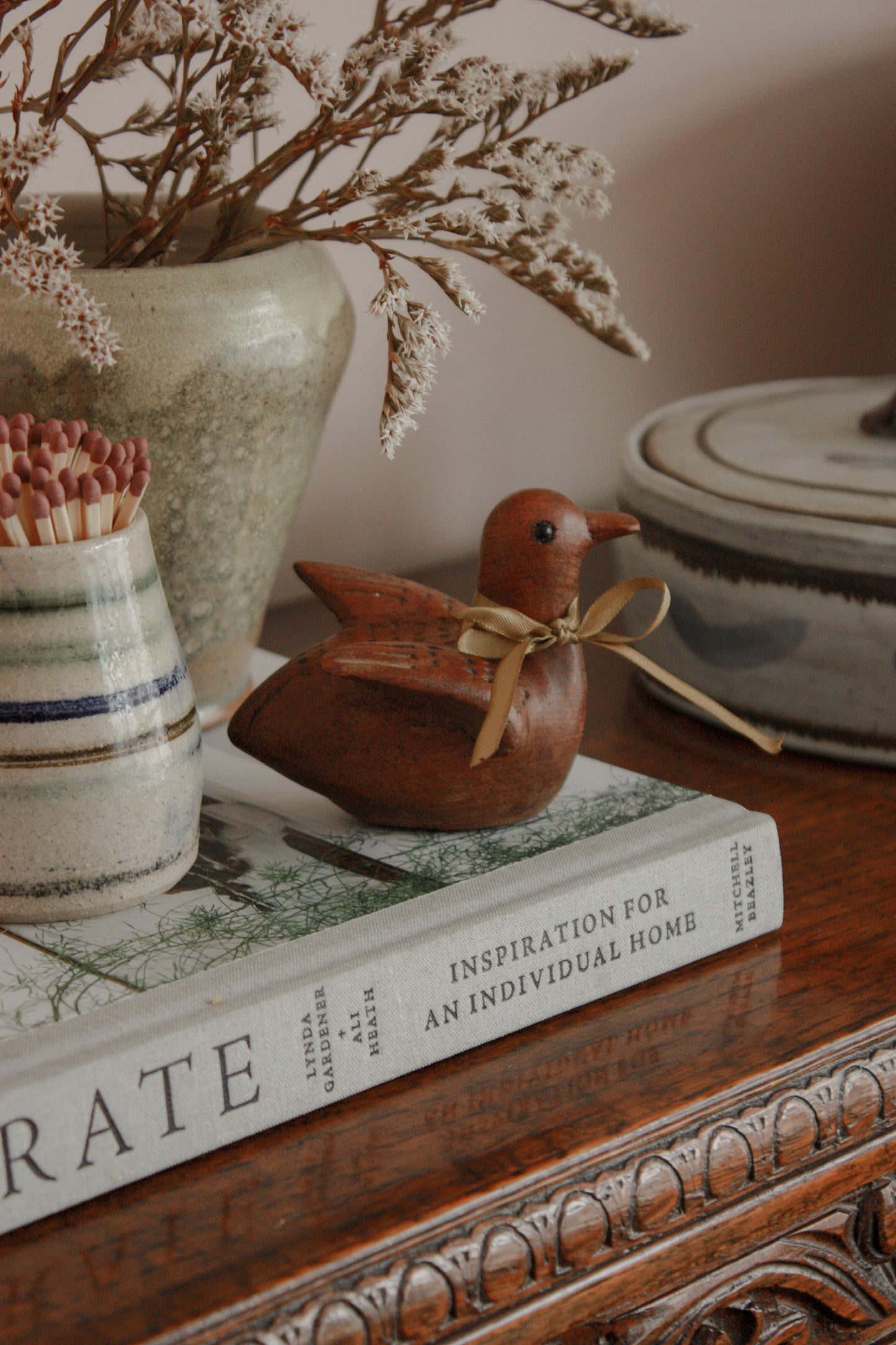 Vintage hand carved wooden duck