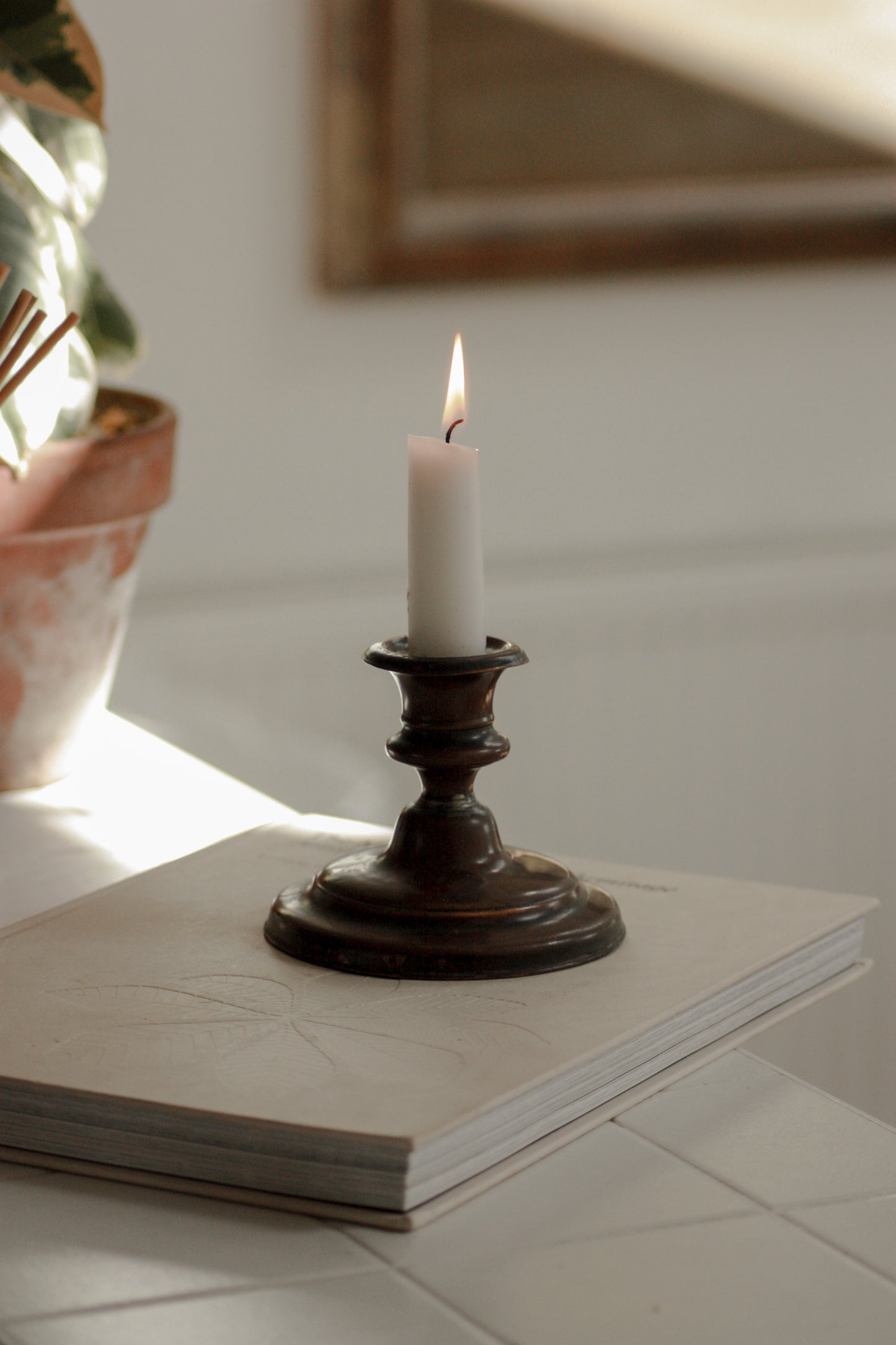 Antique Victorian copper candleholder