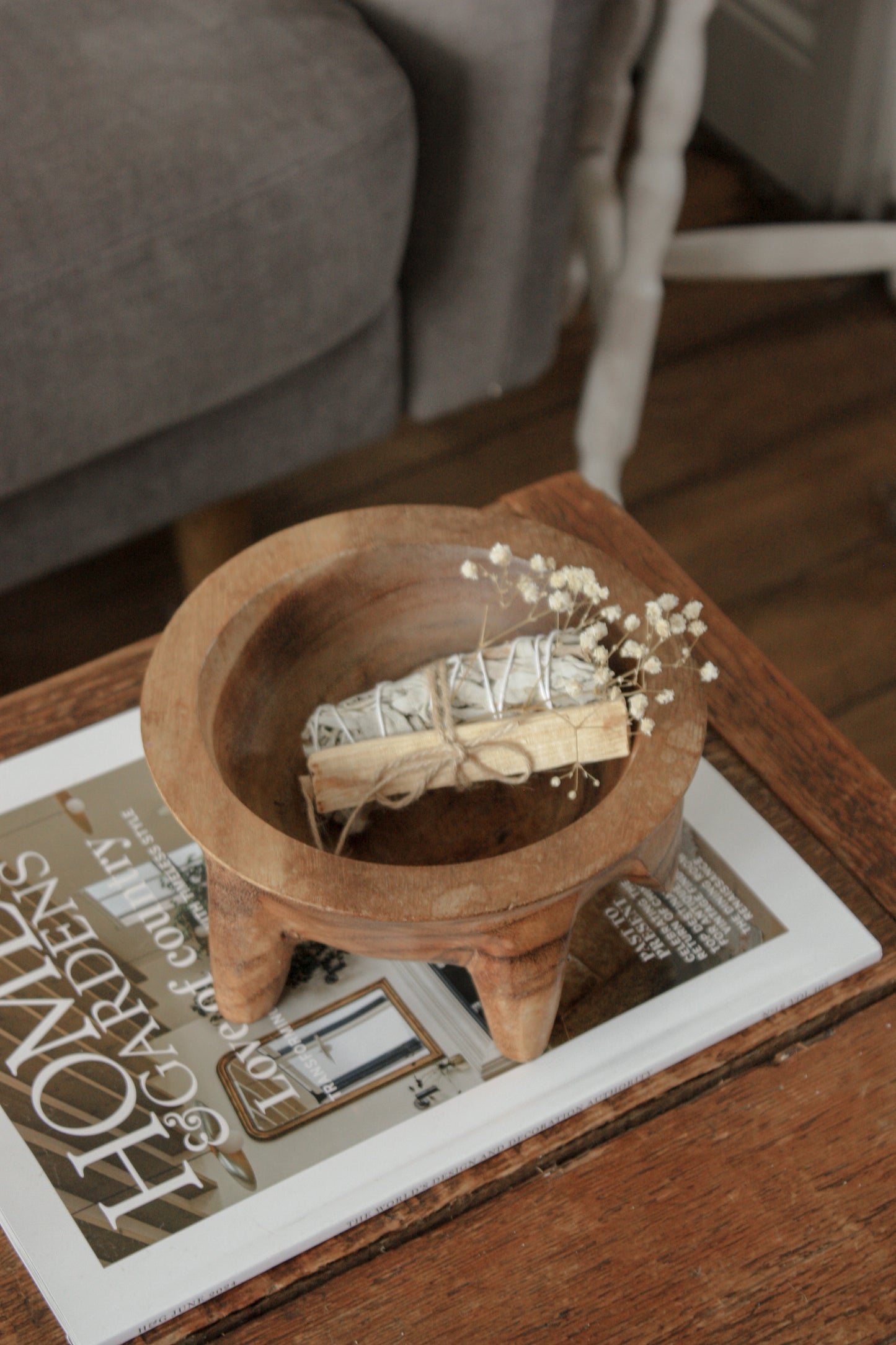 Vintage African wooden footed bowl