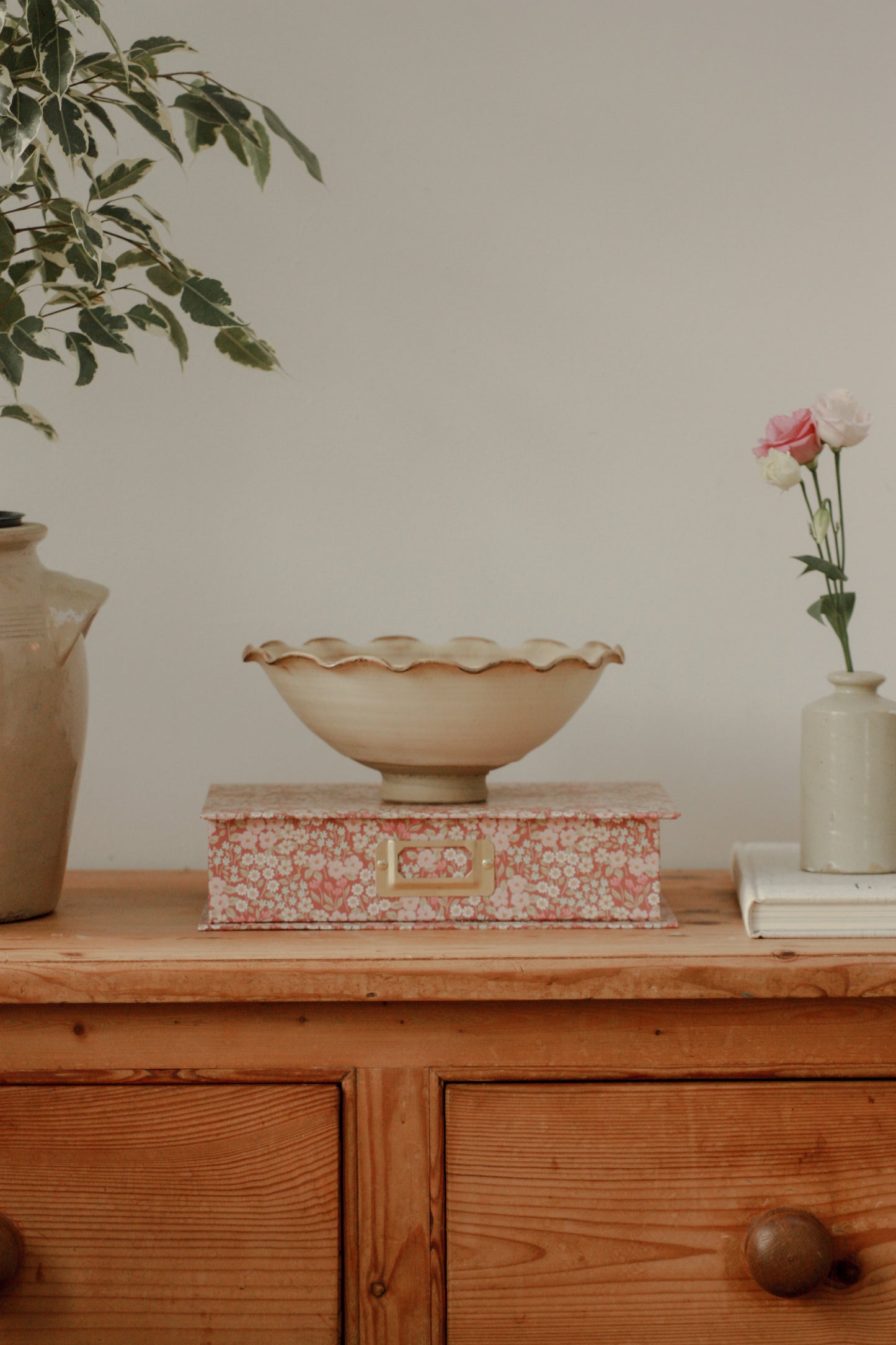 Studio pottery ruffle rim bowl