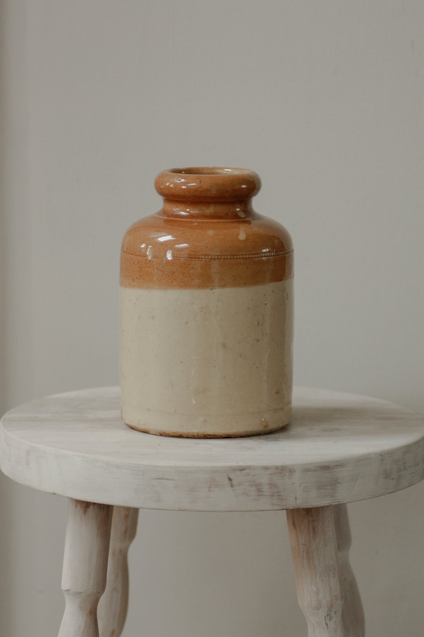 Vintage two-tone stoneware jar