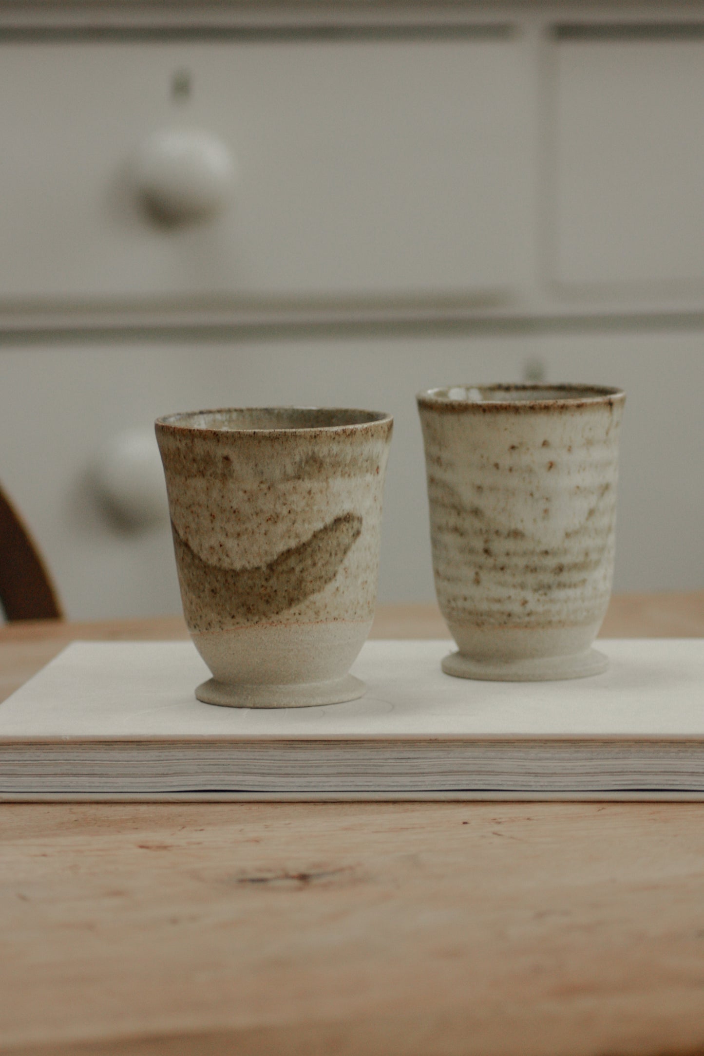 Pair studio pottery beakers