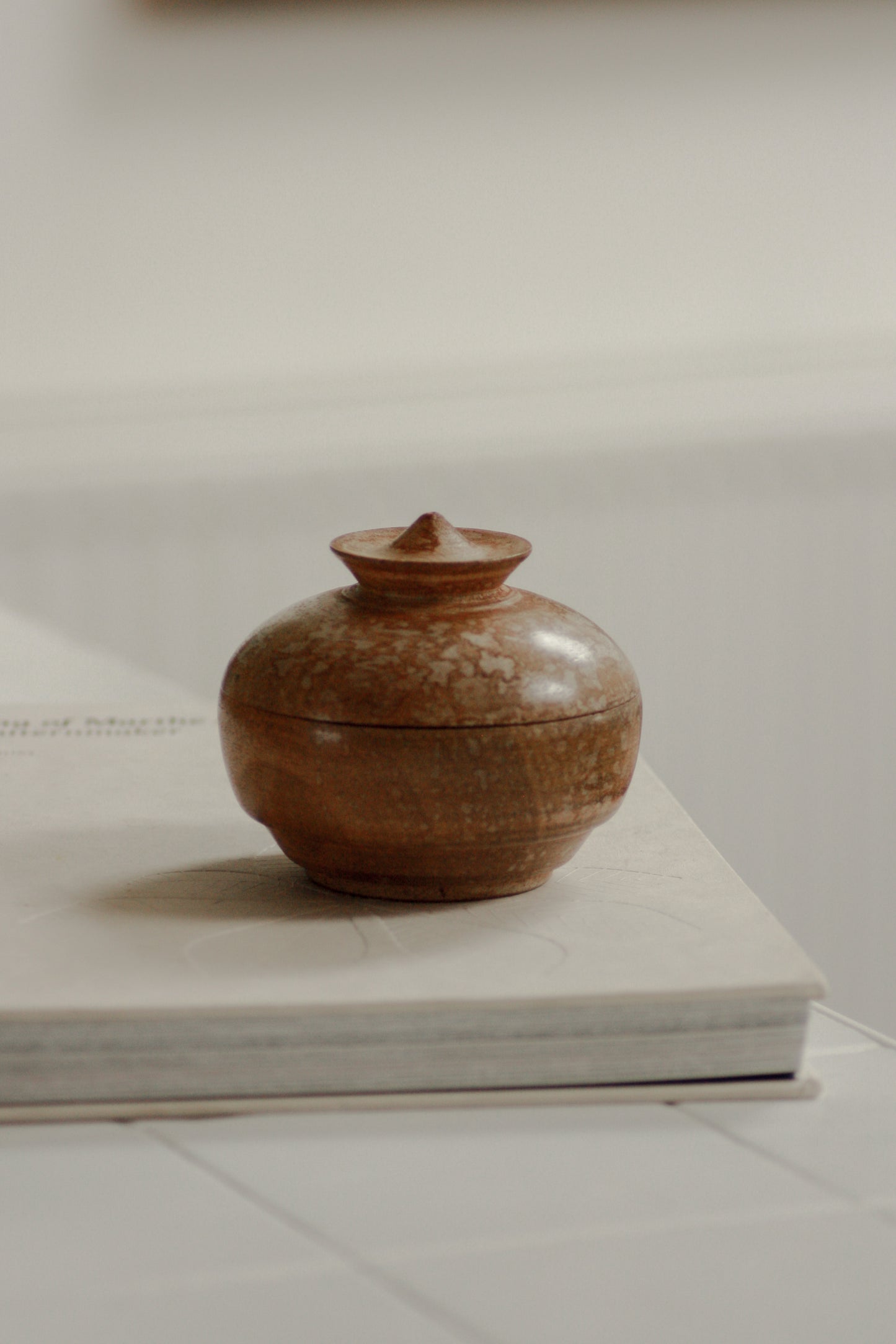 Vintage turned weathered wooden pot