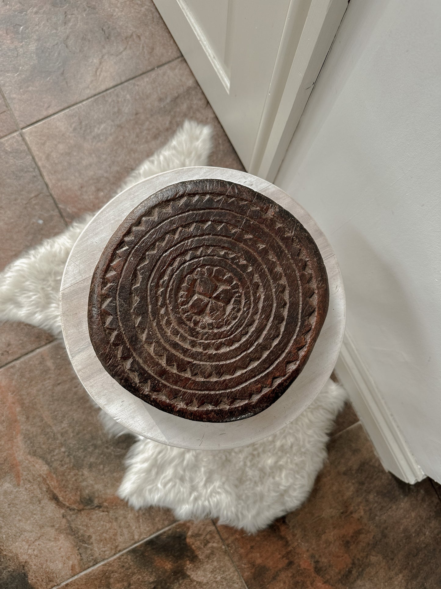 Vintage hand carved wooden tray