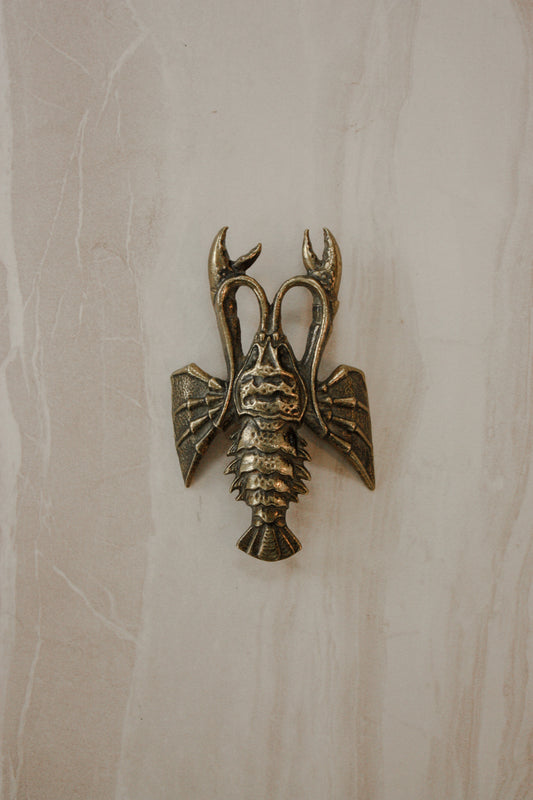 Vintage 1930s brass crayfish paperweight