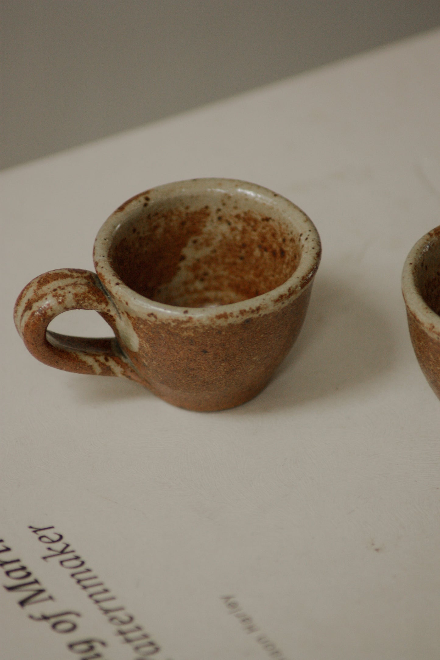 Pair vintage French pinch pot cups