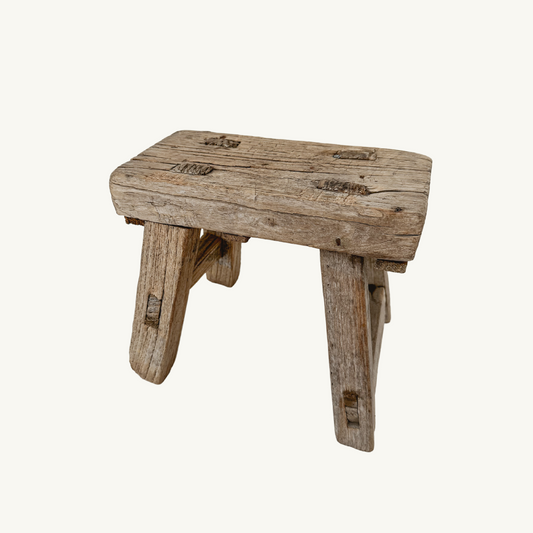 Small antique elm stool