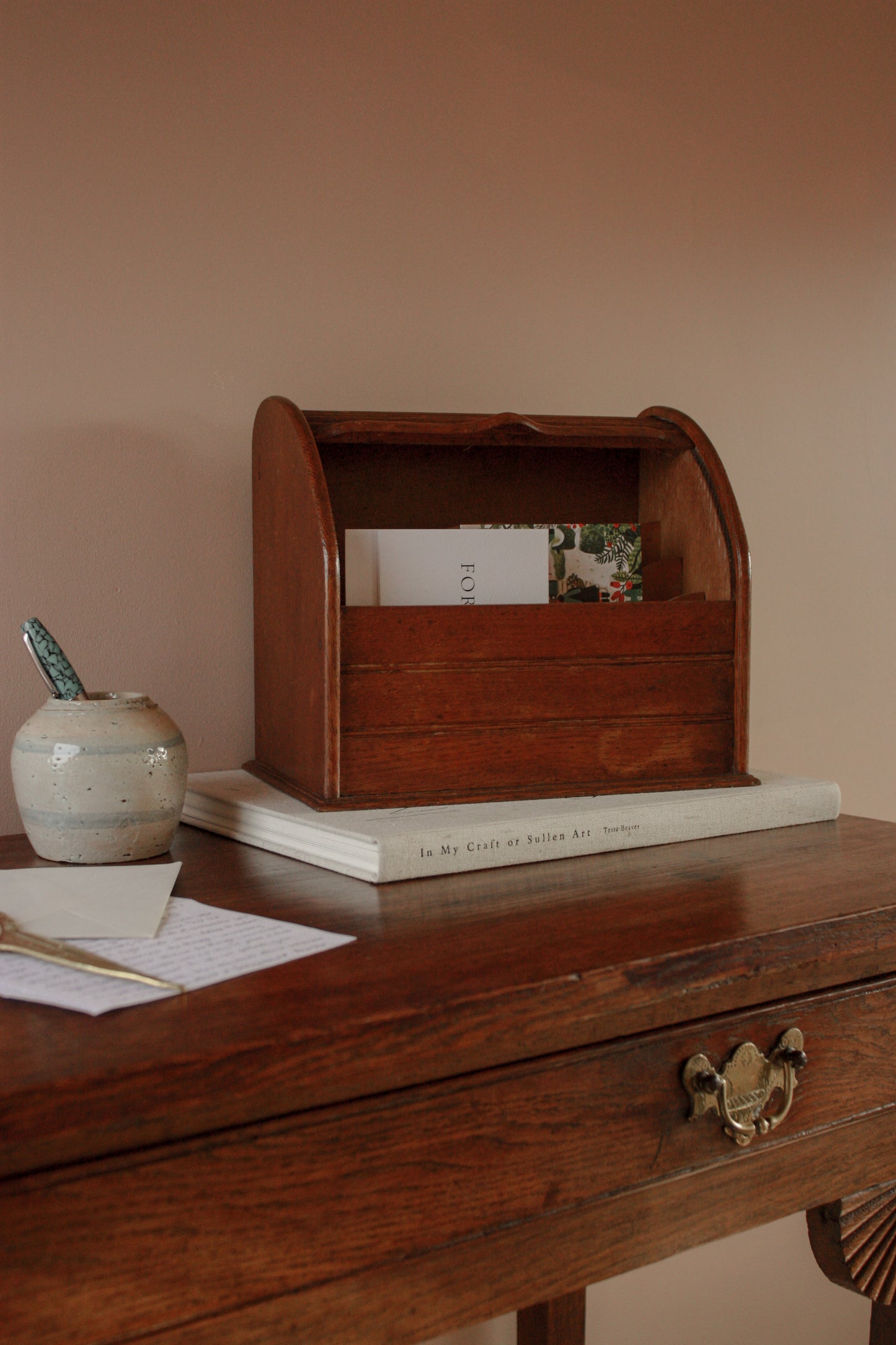 Vintage roll top desk organiser | letter rack