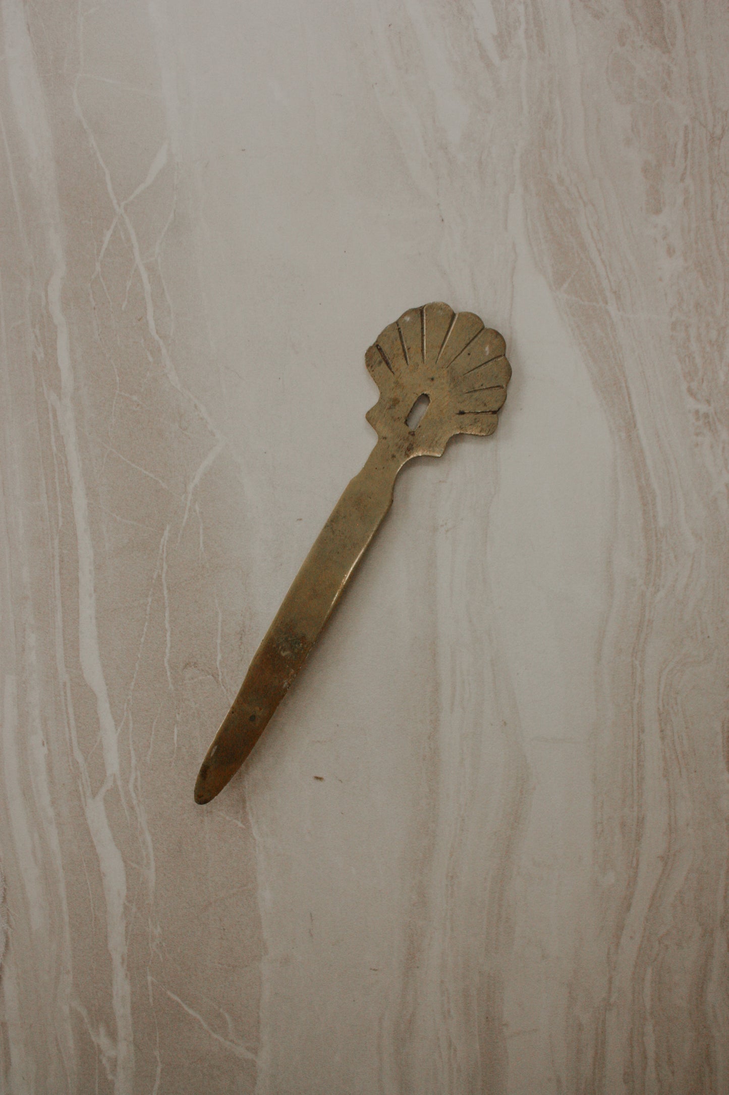 Vintage brass shell letter opener