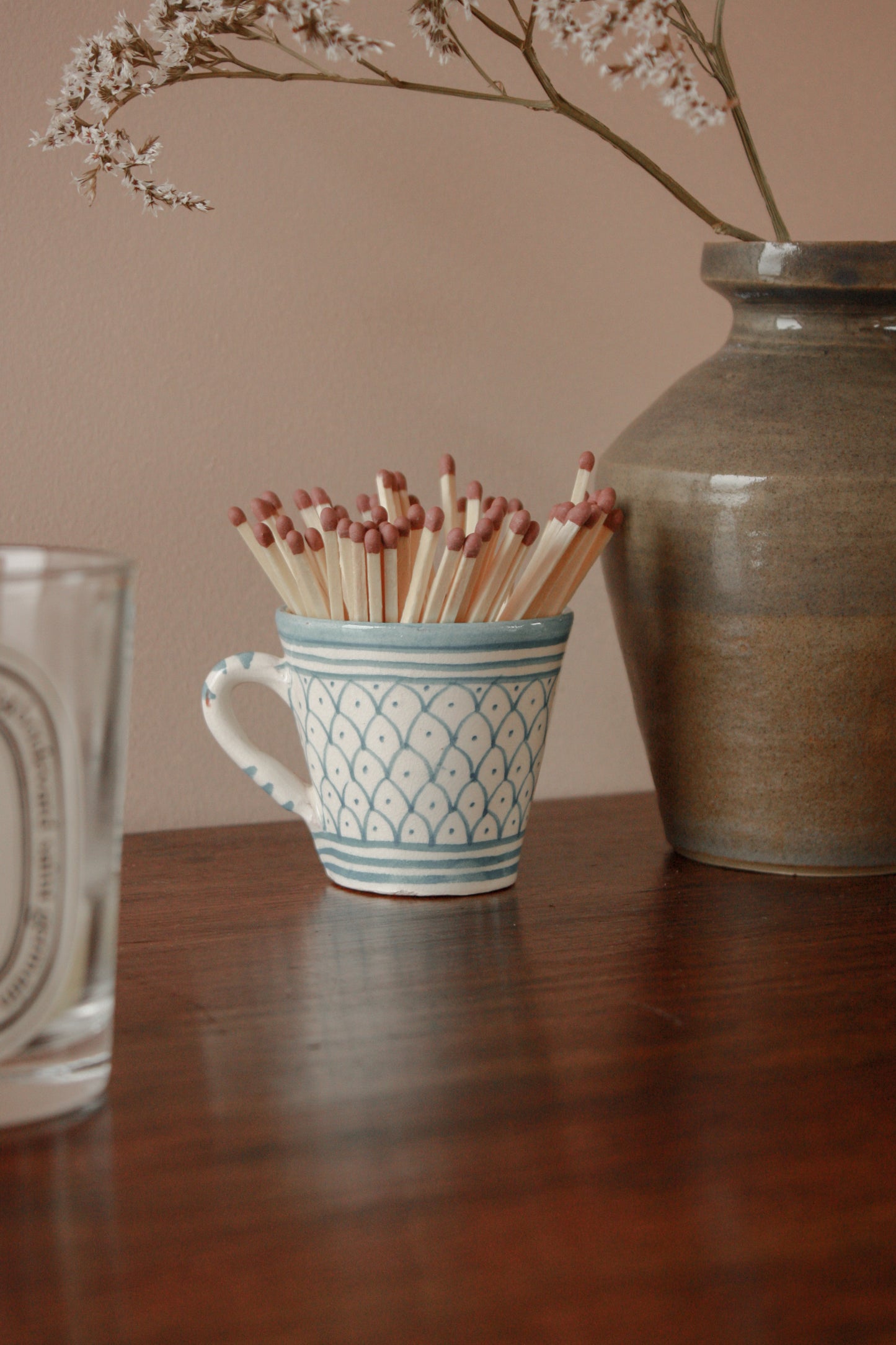 Vintage hand painted match pot cup