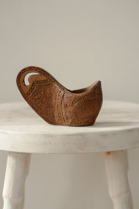 Vintage Scandinavian carved wedding cup