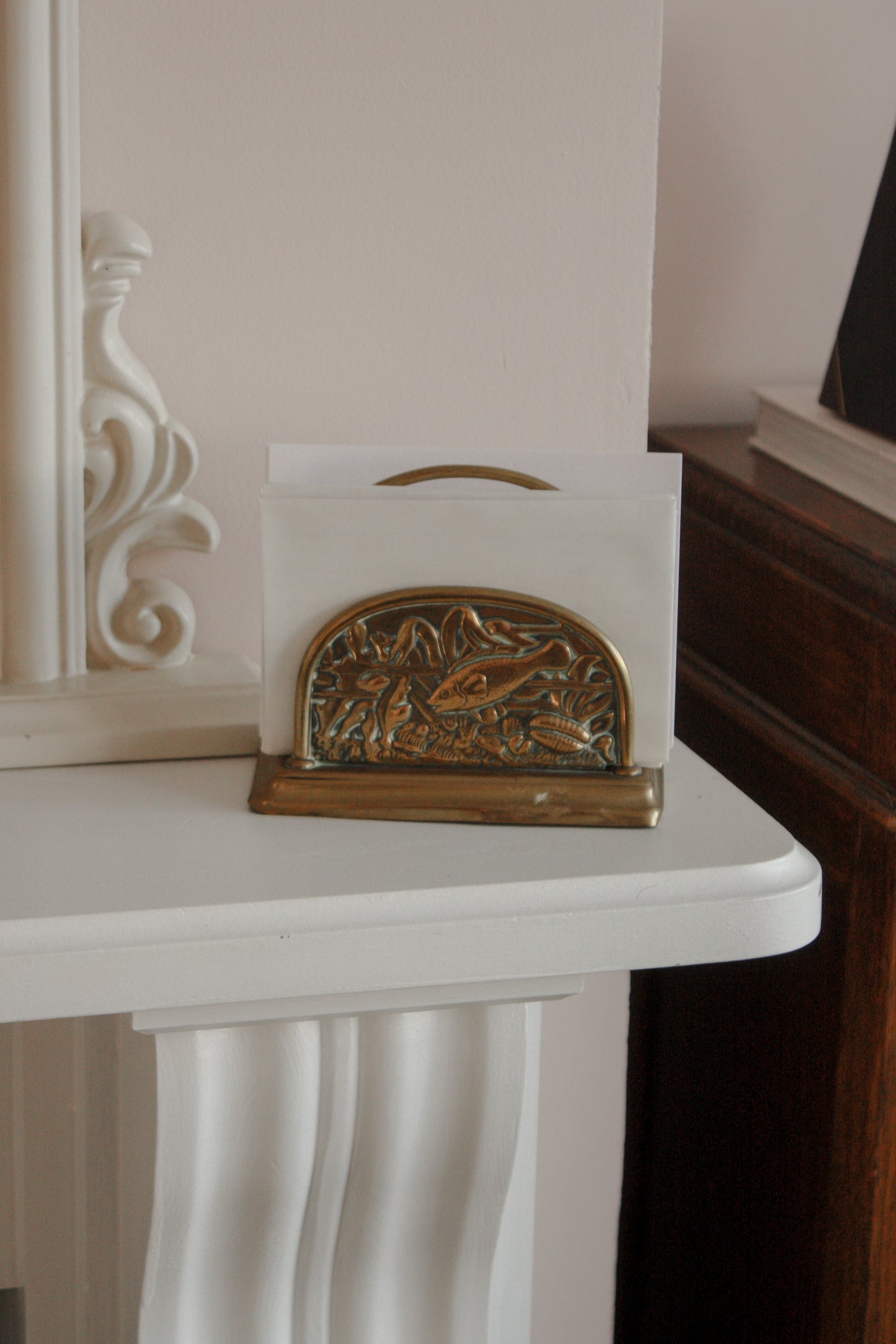 Vintage brass letter rack (fish design)