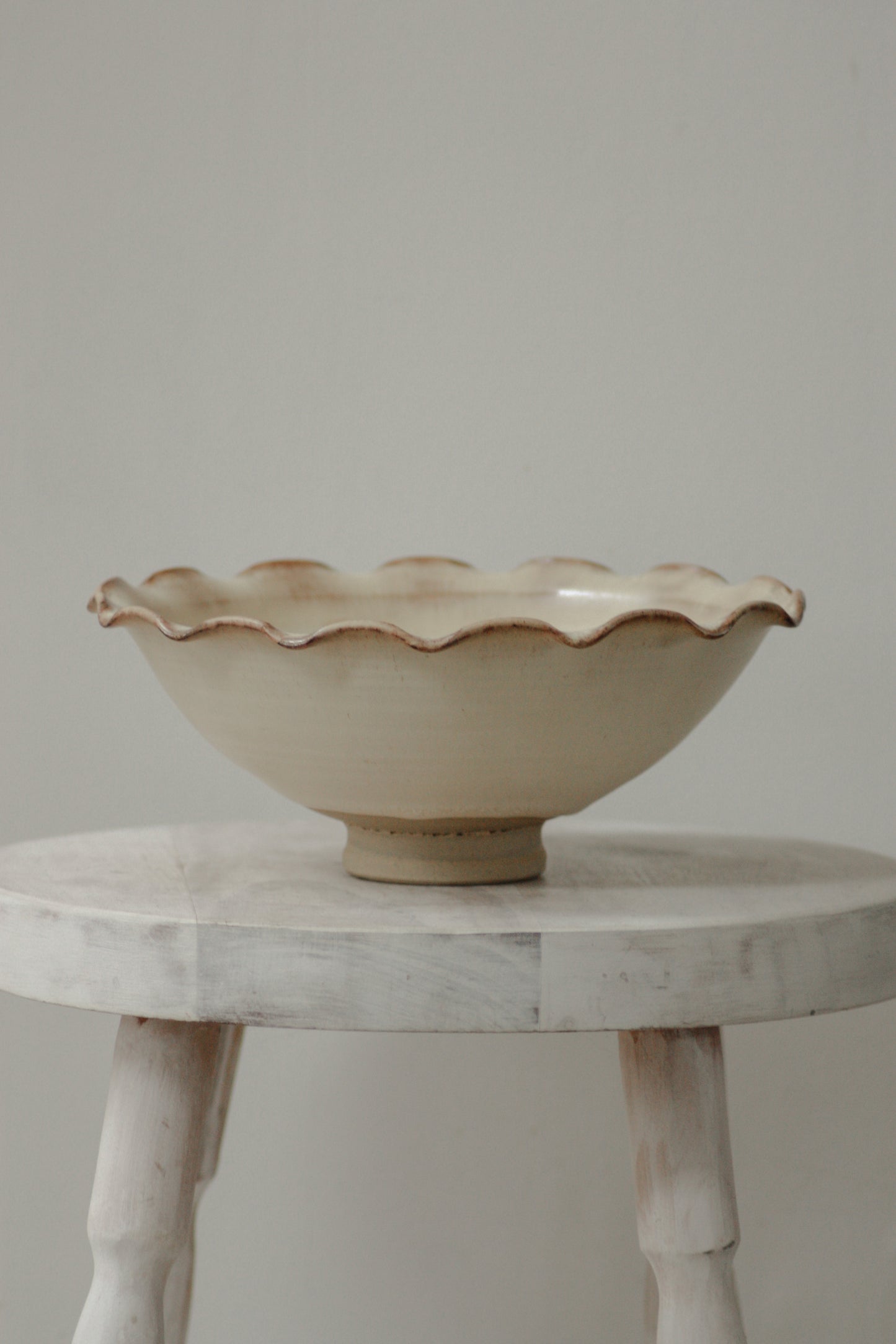 Studio pottery ruffle rim bowl