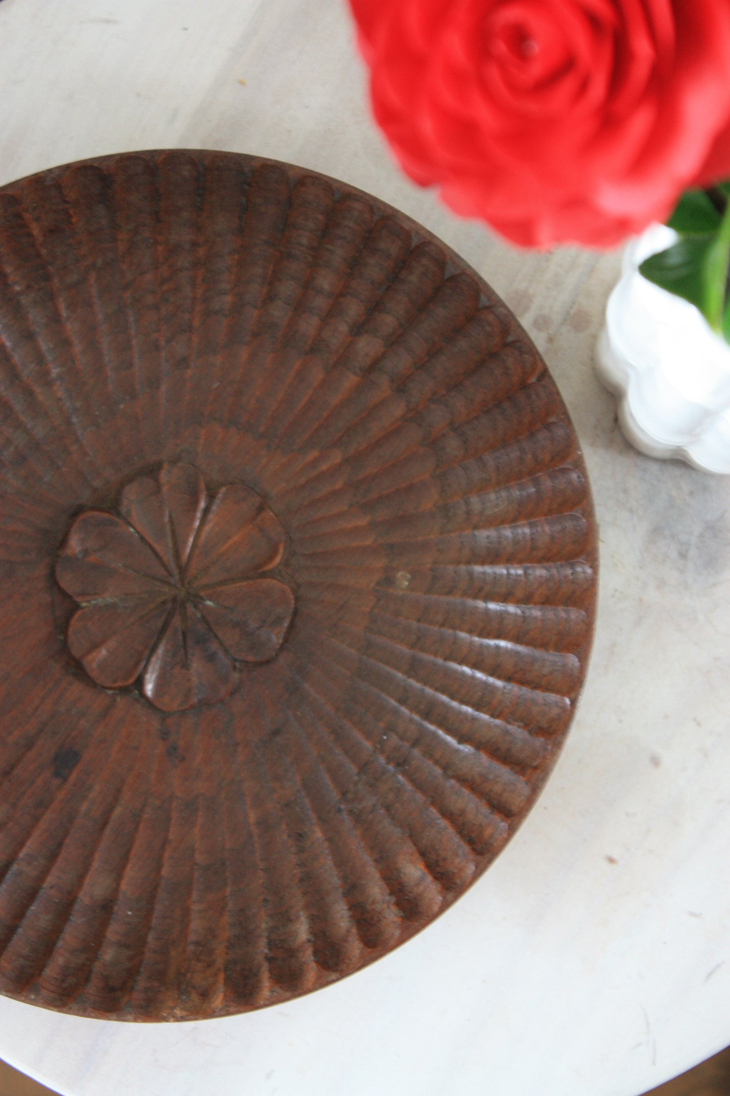 Vintage carved wooden bowl dish