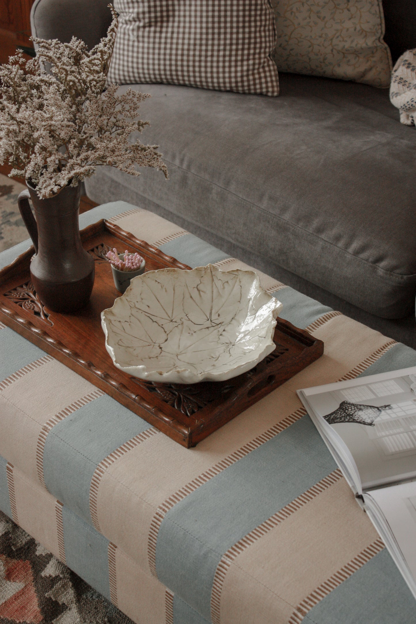 Art pottery sycamore leaf bowl