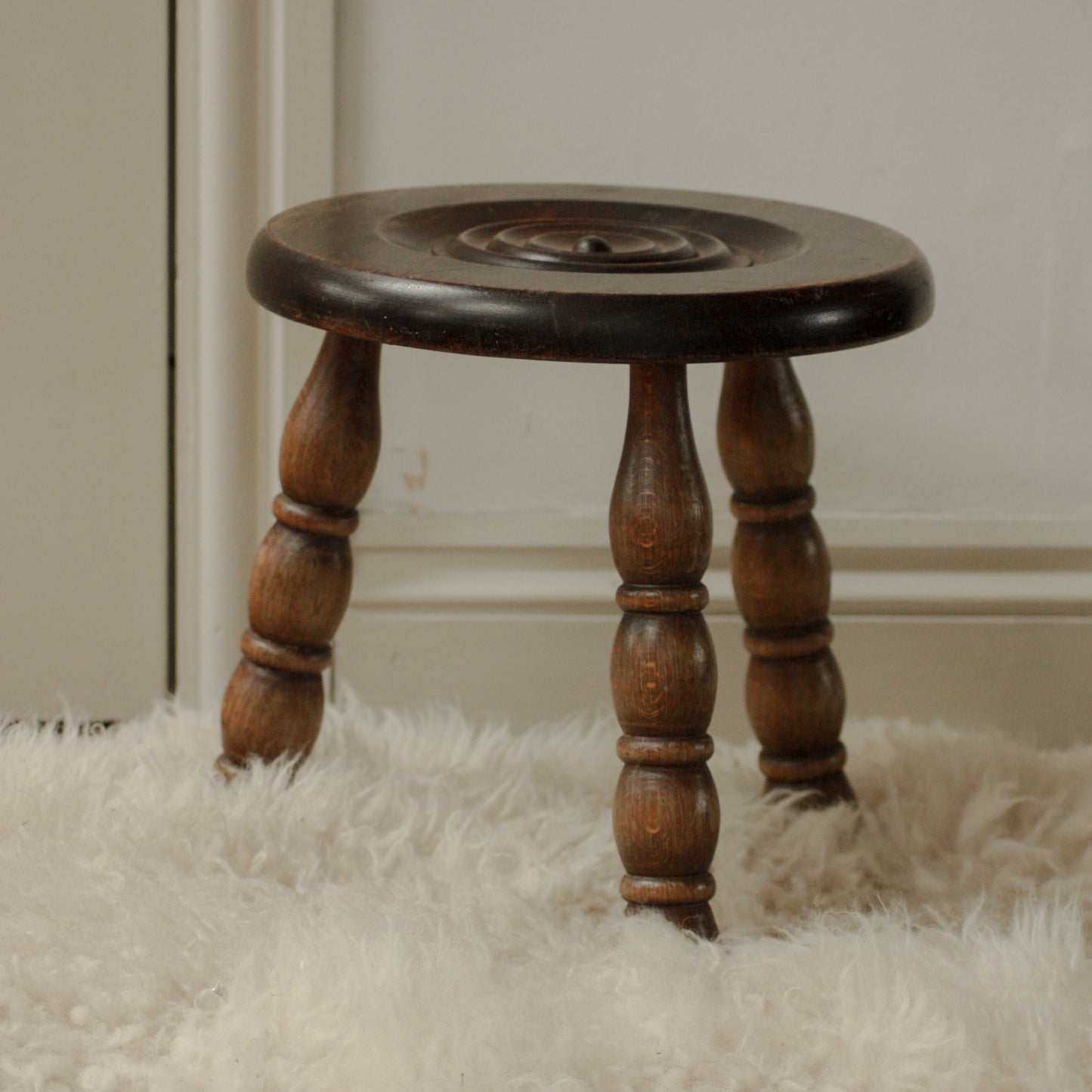 Vintage French bobbin leg stool