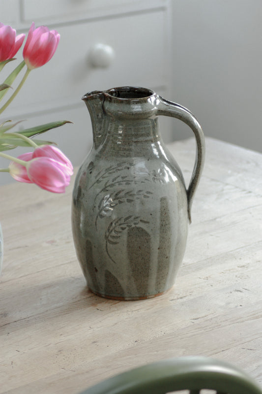 Vintage studio pottery rustic glazed pitcher